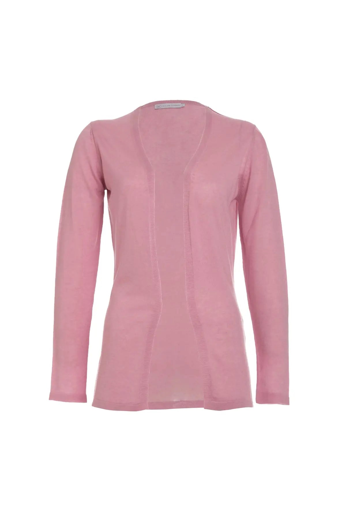 Gül Kurusu İpek Pamuk Melinda Düğmesiz Rahat Kesim Uzun Kollu Yazlık Hırka Silk and Cashmere