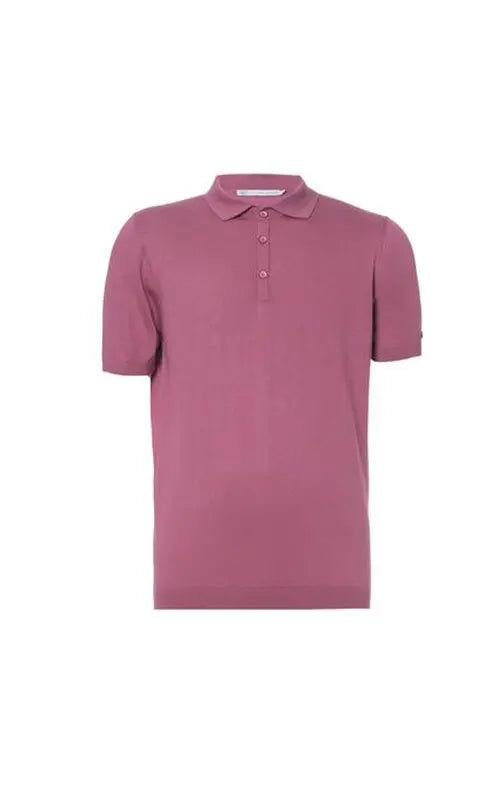 Gül Kurusu İpek Pamuk Polo Yaka Kısa Kollu Quentin Erkek Triko Tişört Silk and Cashmere