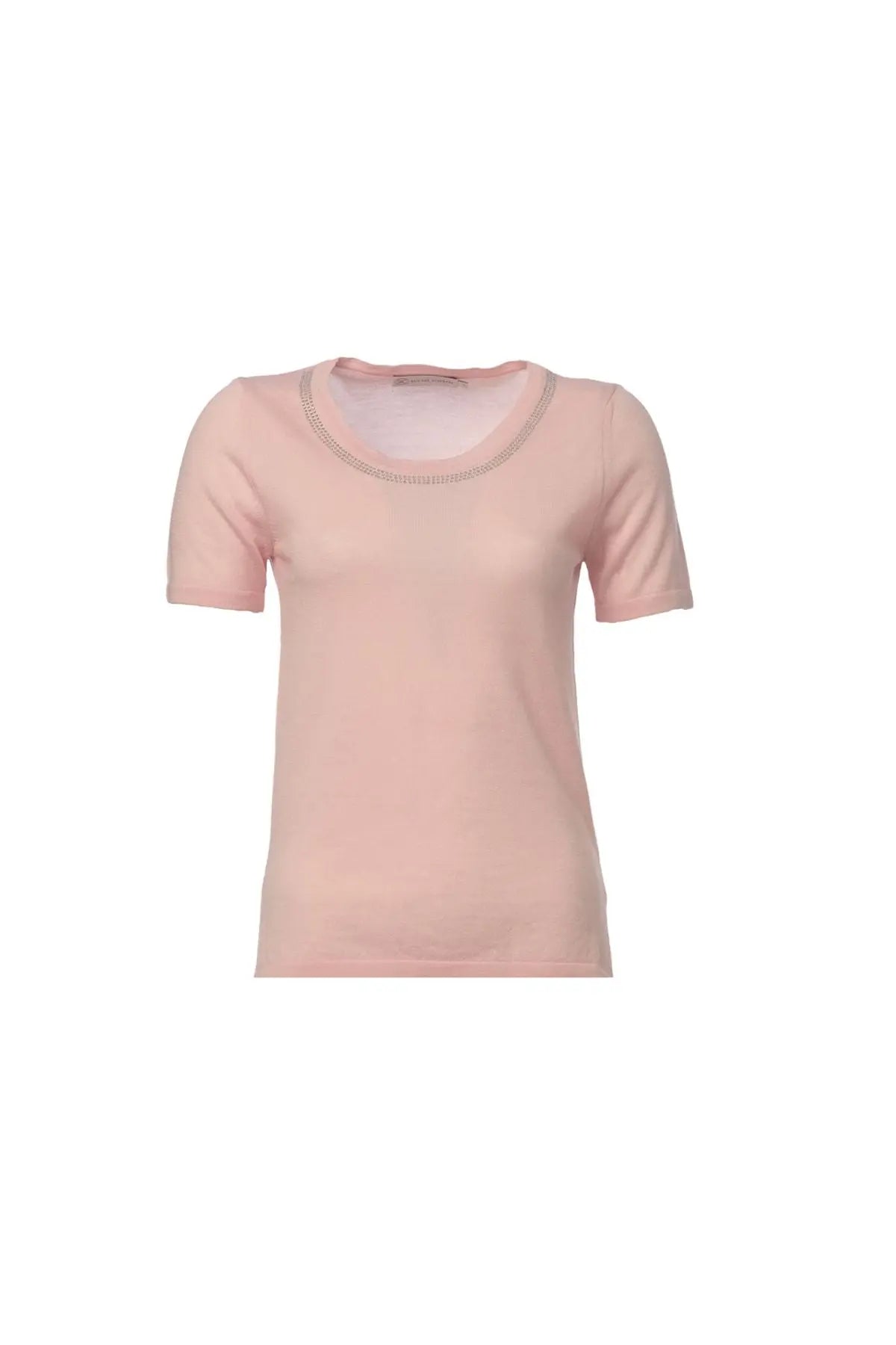 Gül Kurusu Kaşmir Karışımlı Venüs Taş Detaylı Kısa Kollu Kazak Silk and Cashmere