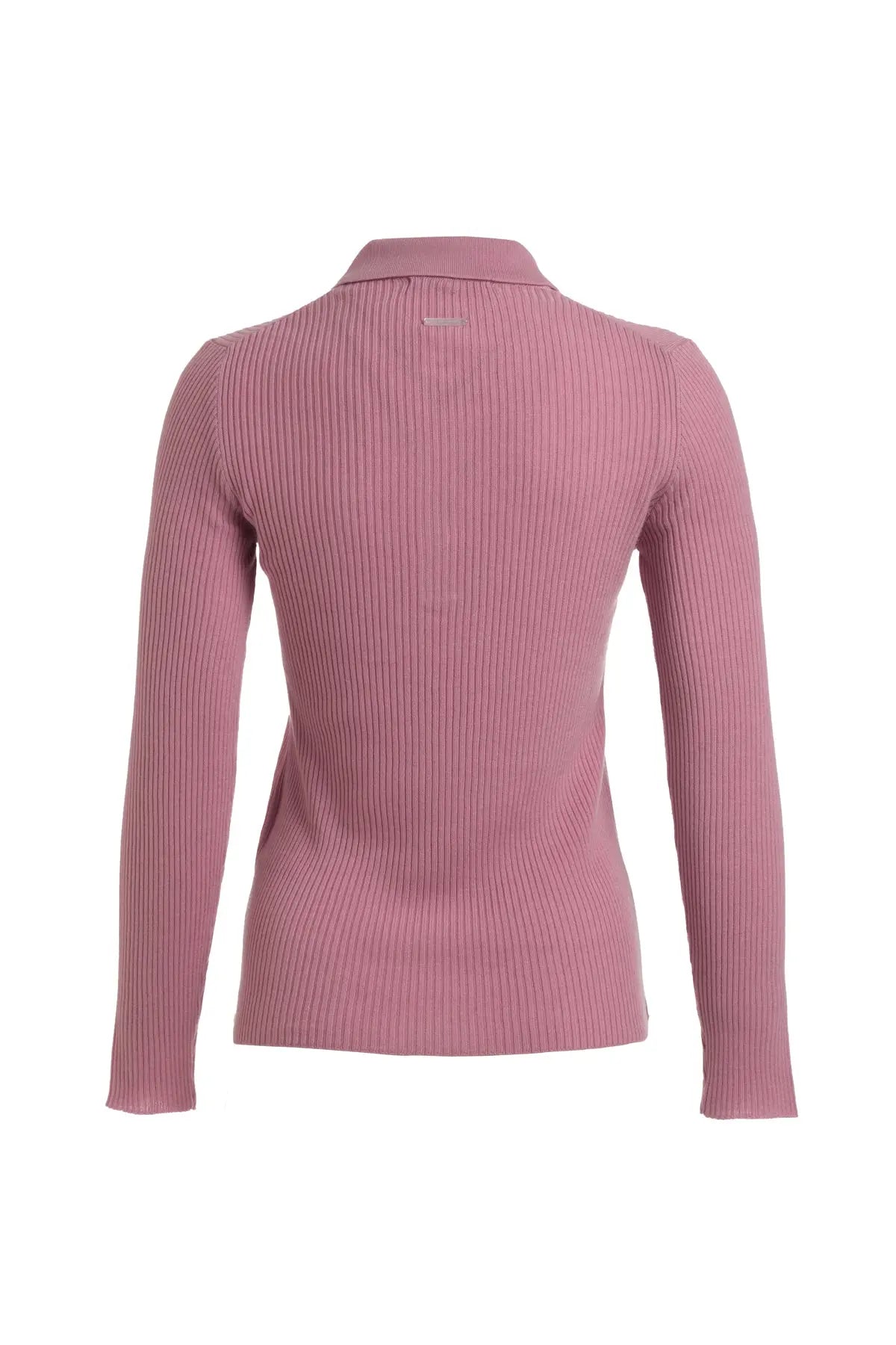 Gül Kurusu Kaşmirli Melinda Polo Yaka Uzun Kollu Ribanalı Triko Silk and Cashmere