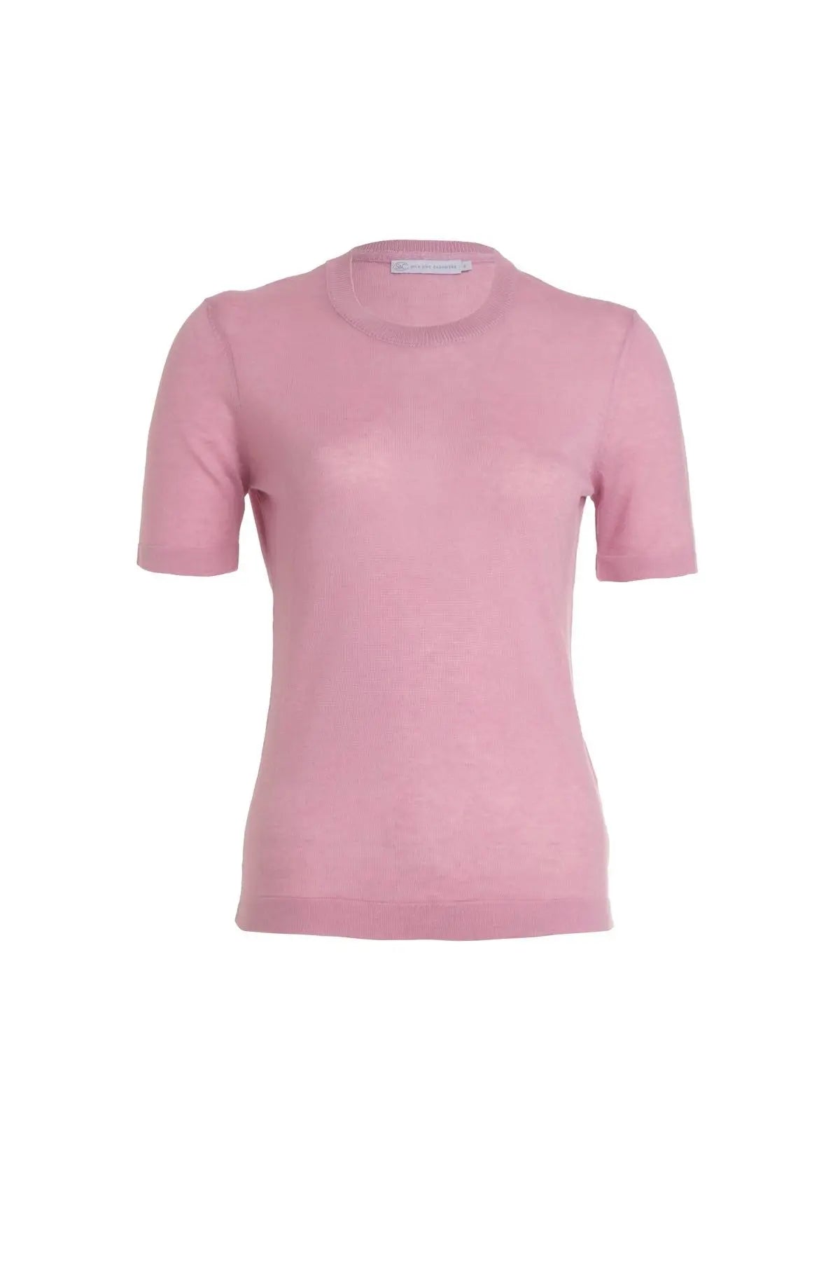 Gül Kurusu Kaşmirli Melinda Yuvarlak Yaka Kısa Kollu Triko Silk and Cashmere