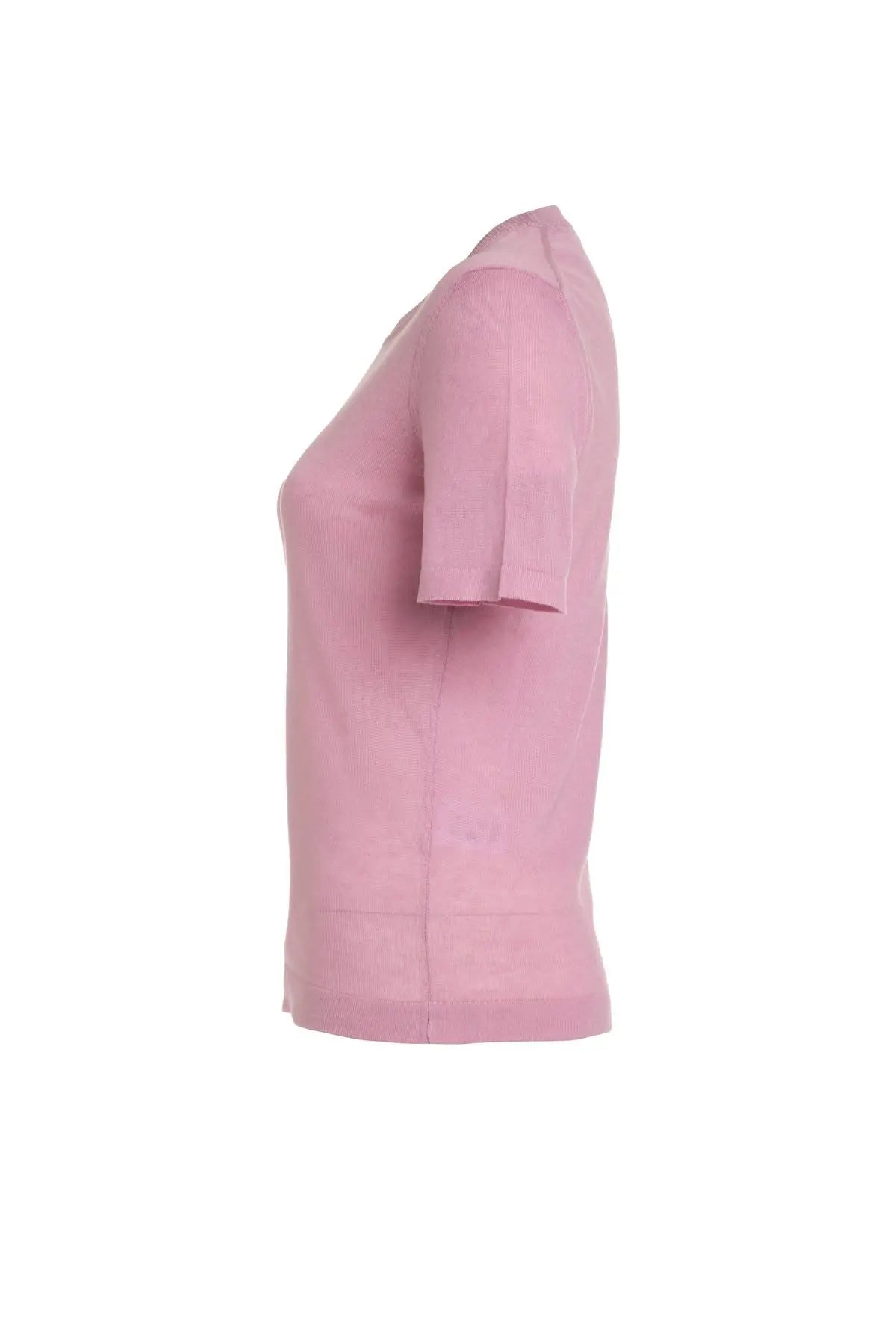 Gül Kurusu Kaşmirli Melinda Yuvarlak Yaka Kısa Kollu Triko Silk and Cashmere