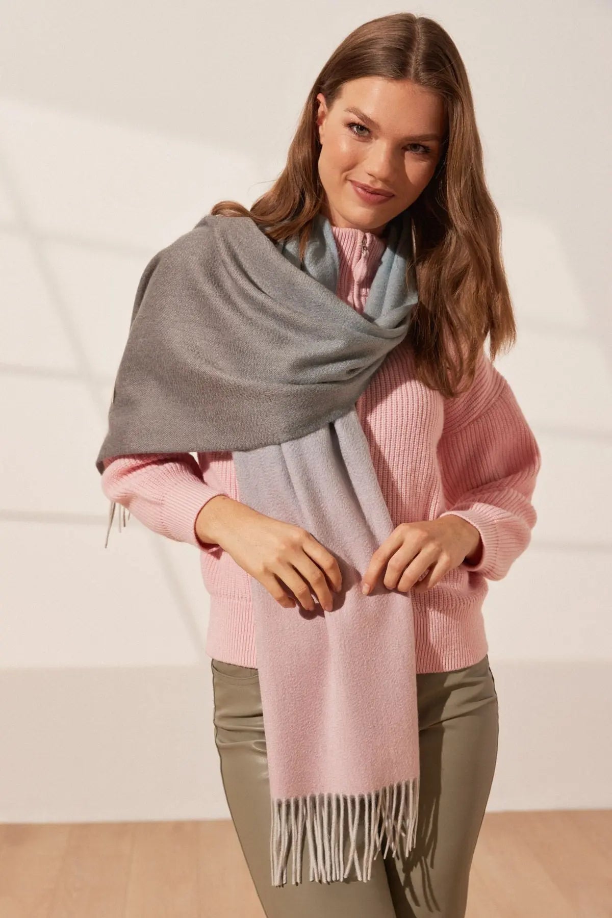 Gül Kurusu Patrick Saf Kaşmir Atkı 180 x 30 cm Silk and Cashmere