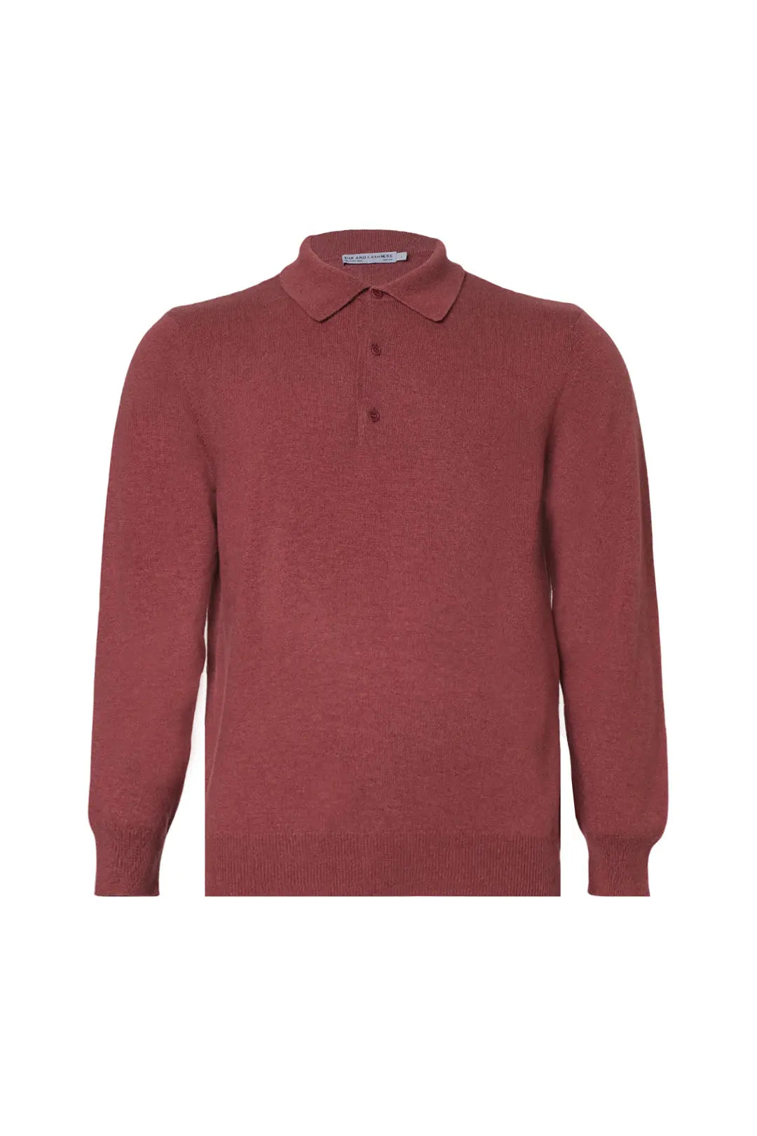 Gül Kurusu Saf Kamir Polo Yaka Uzun Kollu Erkek Kazak Silk and Cashmere