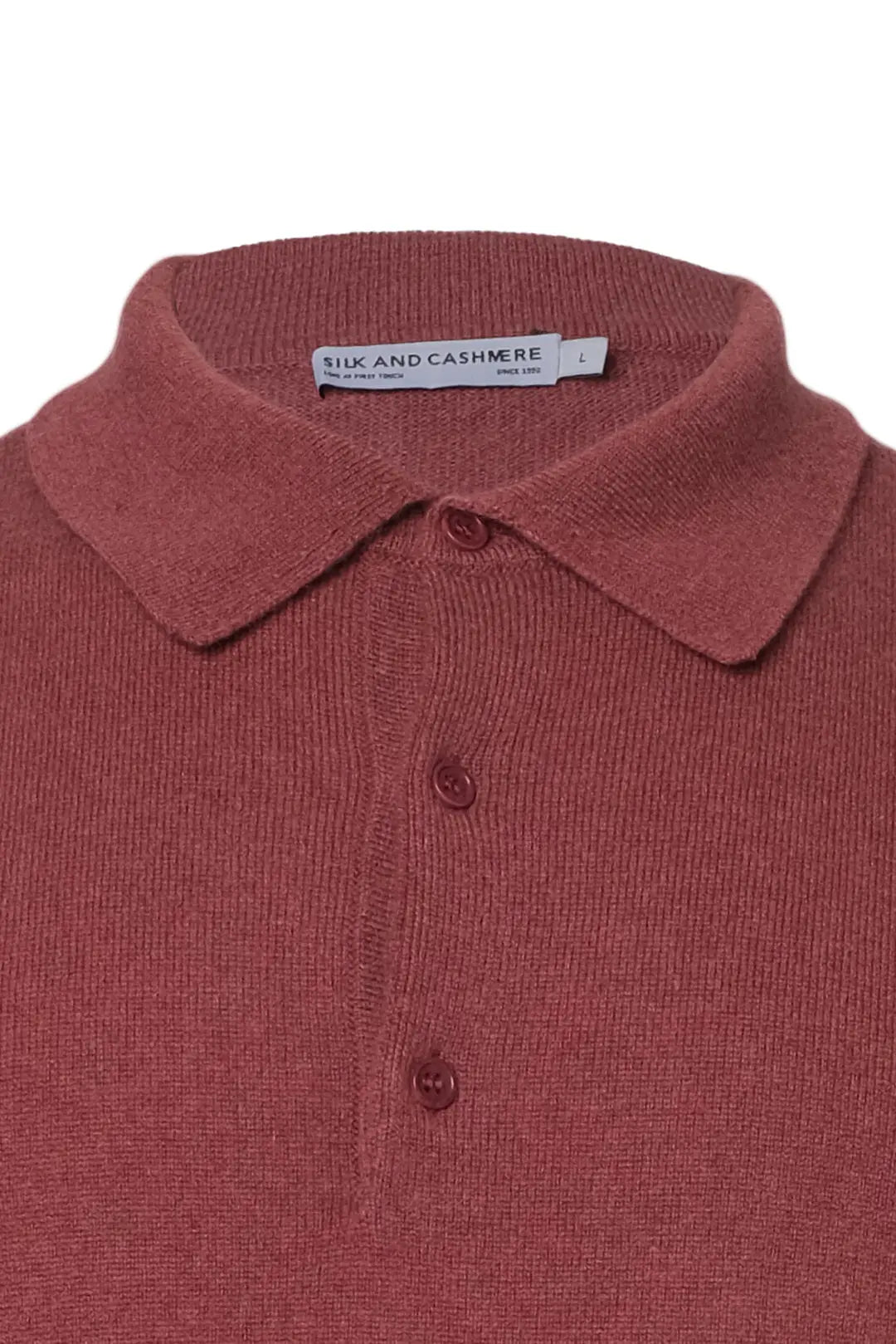 Gül Kurusu Saf Kamir Polo Yaka Uzun Kollu Erkek Kazak Silk and Cashmere