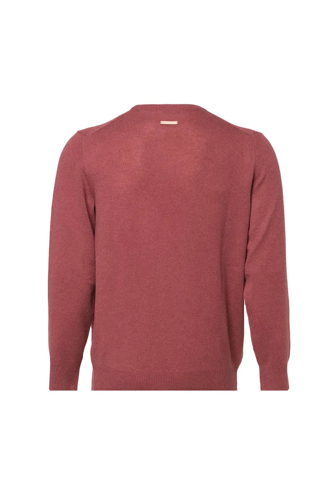 Gül Kurusu Saf Kamir Vincent Yuvarlak Yaka Uzun Kollu Erkek Kazak Silk and Cashmere