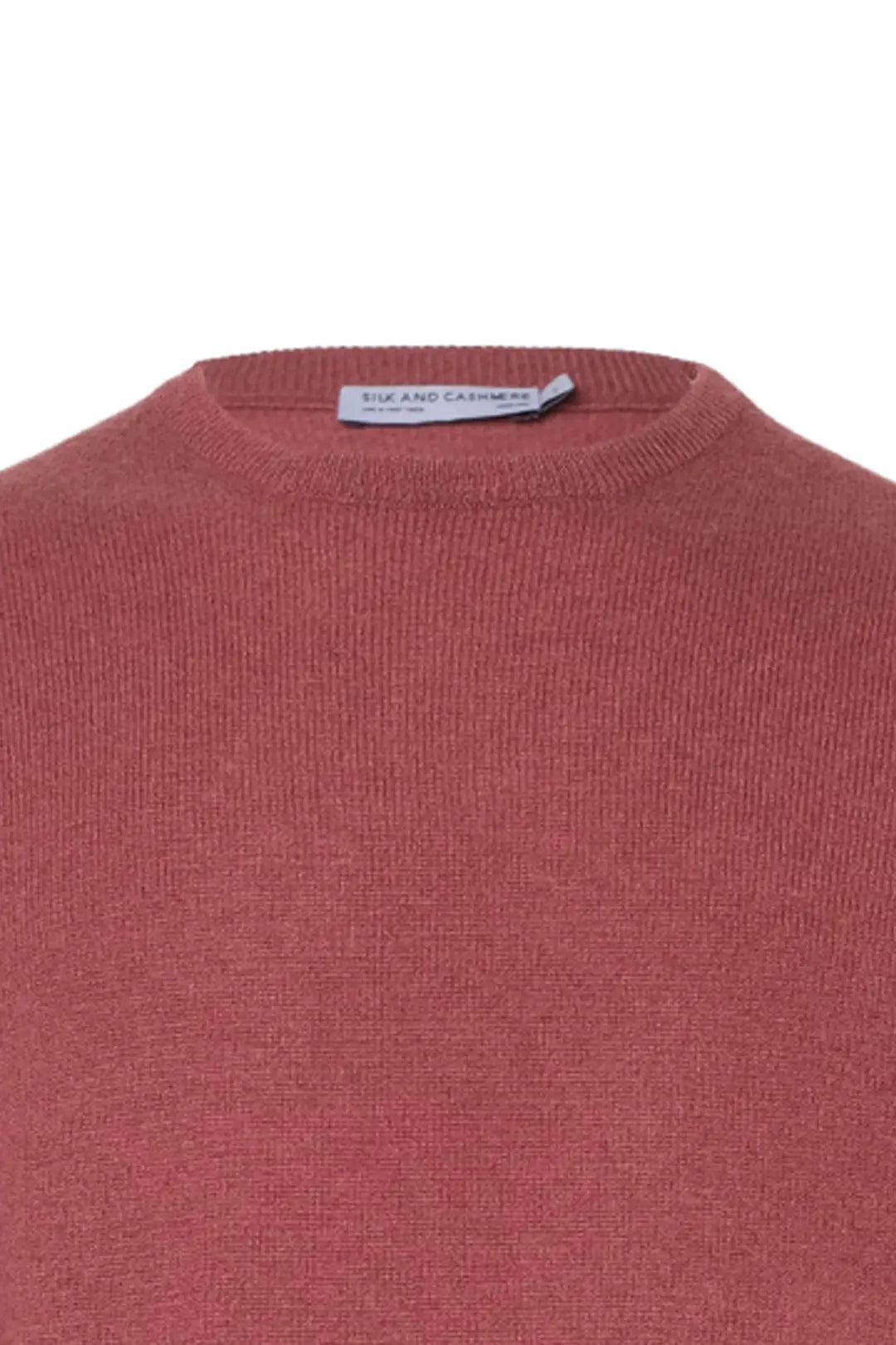 Gül Kurusu Saf Kamir Vincent Yuvarlak Yaka Uzun Kollu Erkek Kazak Silk and Cashmere