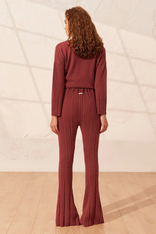 Gül Kurusu Saf Kaşmir Tricennial  İspanyol Paça Kadın Pantolon Silk and Cashmere
