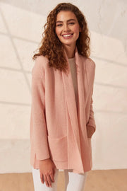 Gül Kurusu Yün Fabiana Ribana Detaylı Şal Yaka Uzun Kollu Kadın Hırka Silk and Cashmere