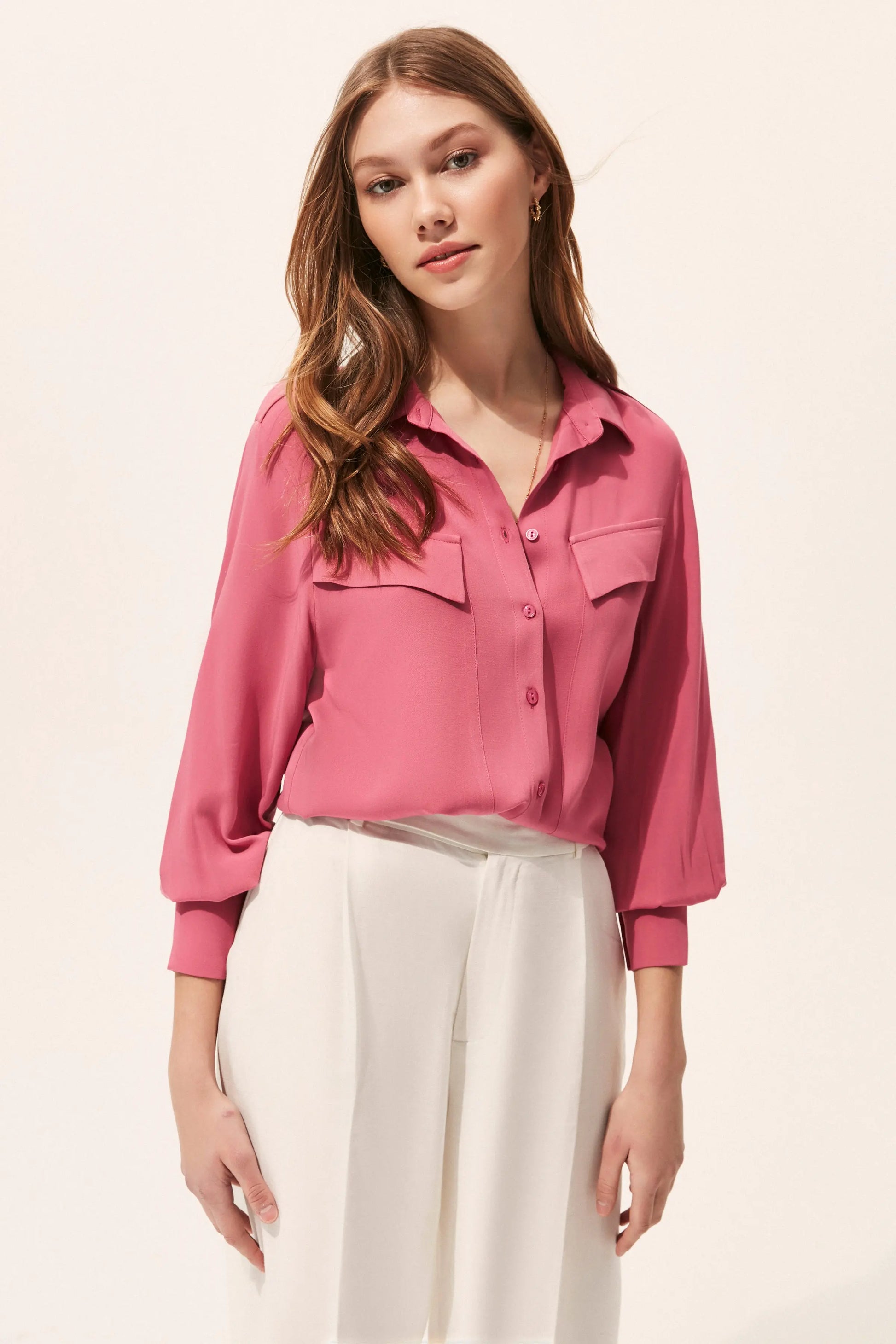 Gül Kurusu & More Rosella Uzun Kollu Cepli Gömlek Silk and Cashmere