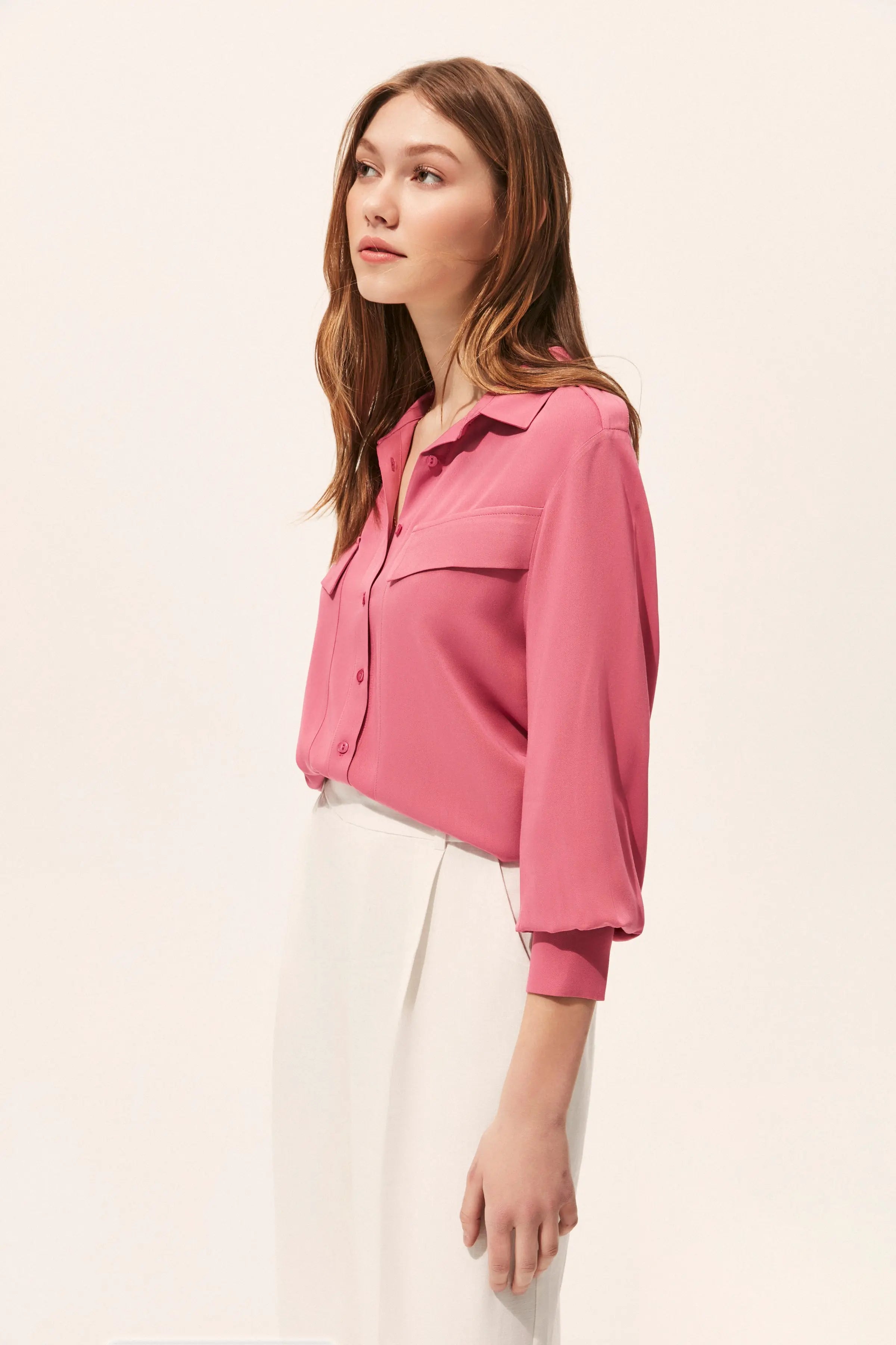 Gül Kurusu & More Rosella Uzun Kollu Cepli Gömlek Silk and Cashmere