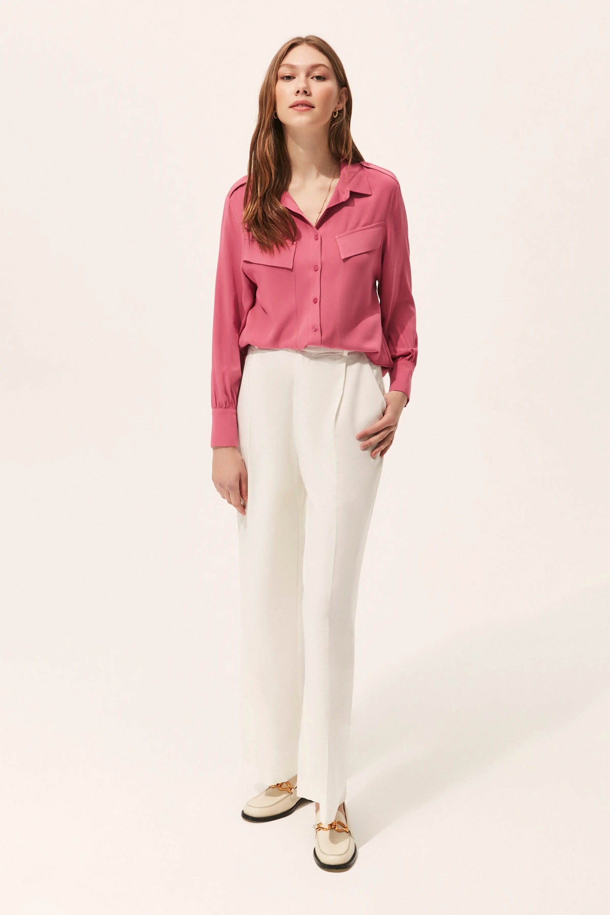 Gül Kurusu & More Rosella Uzun Kollu Cepli Gömlek Silk and Cashmere