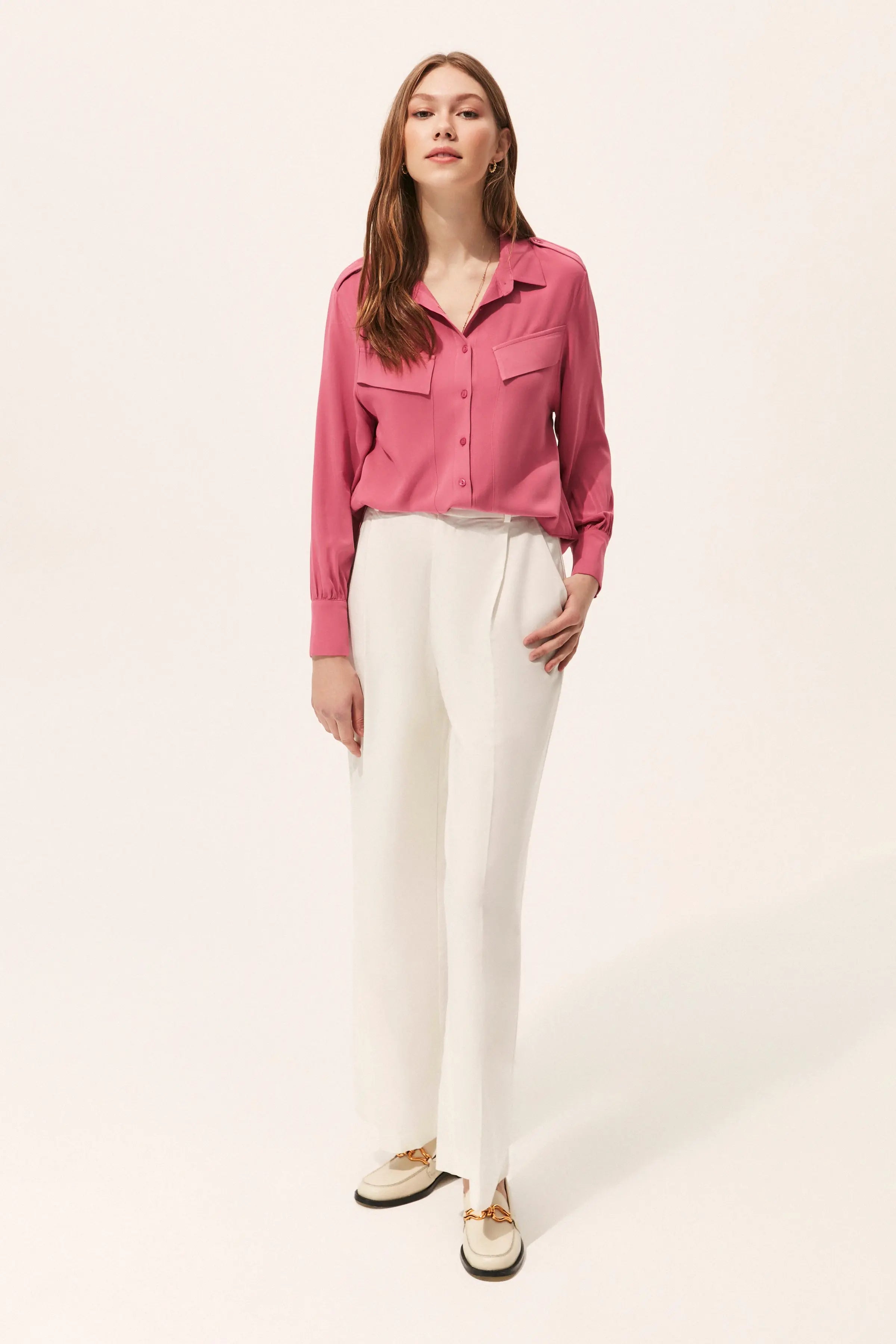 Gül Kurusu & More Rosella Uzun Kollu Cepli Gömlek Silk and Cashmere