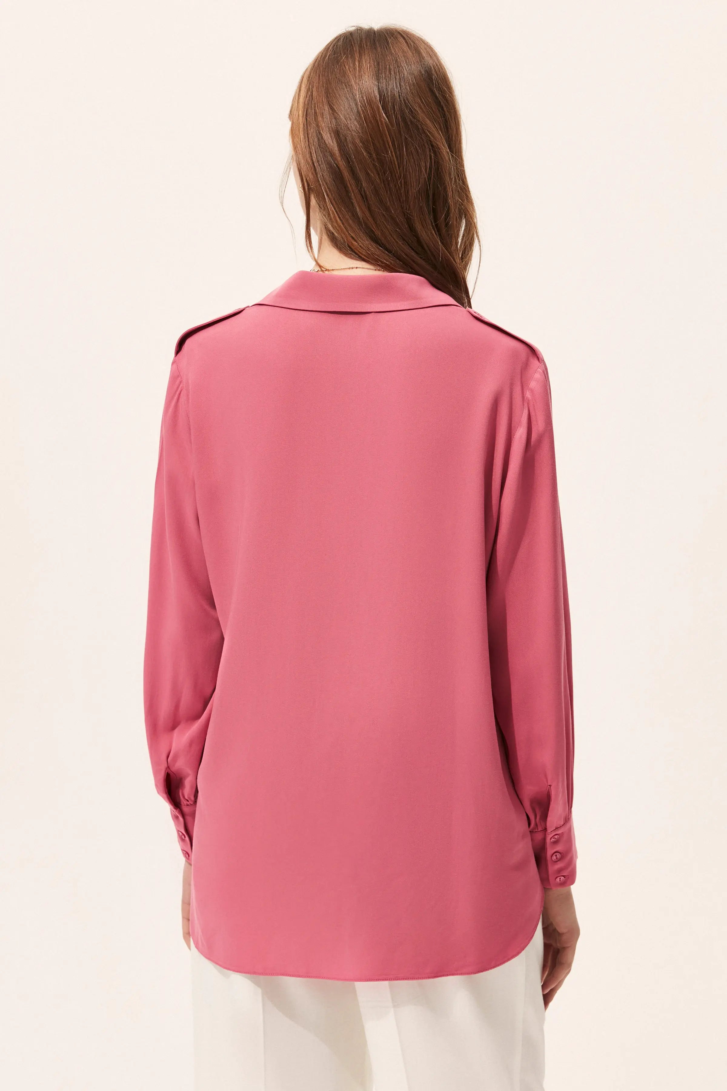 Gül Kurusu & More Rosella Uzun Kollu Cepli Gömlek Silk and Cashmere