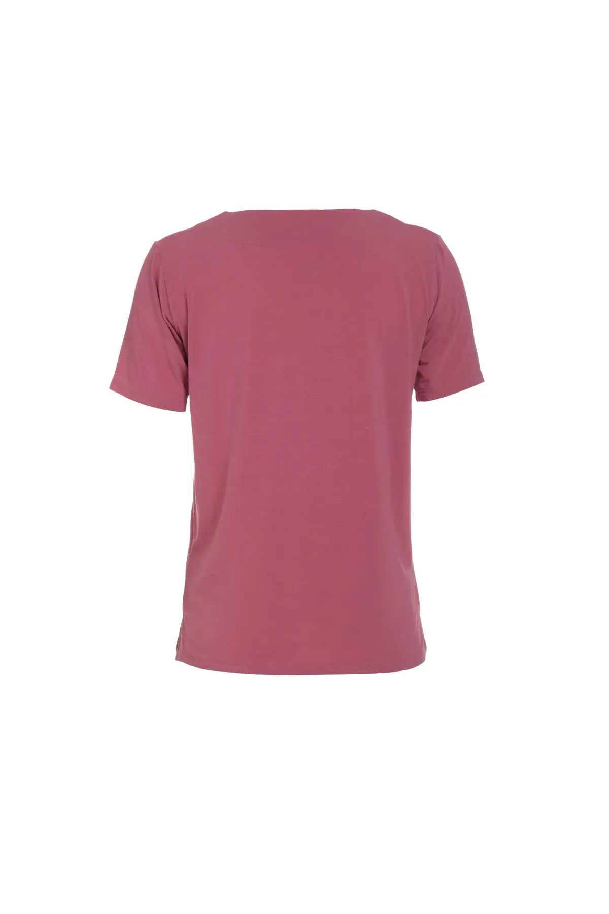 Gül Kurusu & More Tracy V Yaka Kısa Kollu Rahat Kesim Modal Tişört Silk and Cashmere