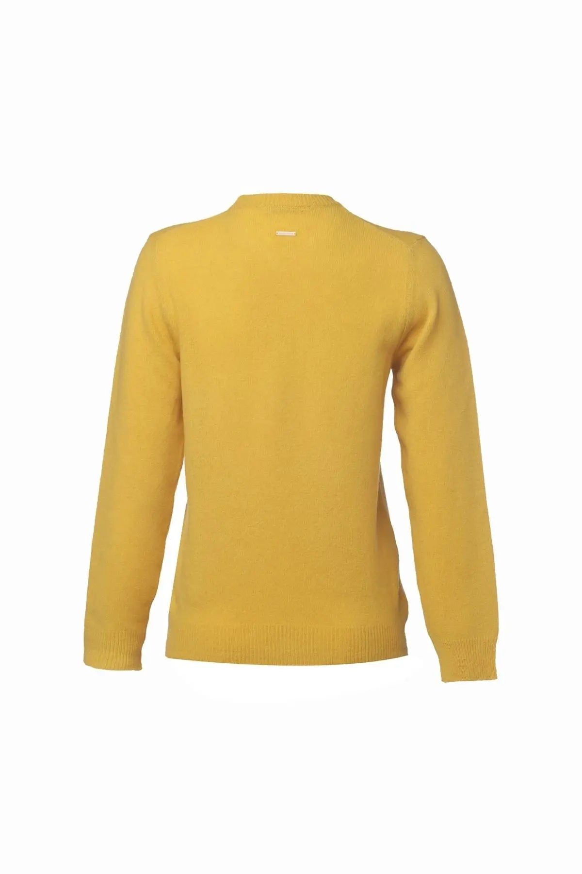 Hardal Saf Kamir Veronique Yuvarlak Yaka Uzun Kollu Kazak Silk and Cashmere