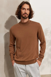 Kahverengi & More Clark Erkek Yarım Balıkçı Yaka Uzun Kollu Triko Silk and Cashmere