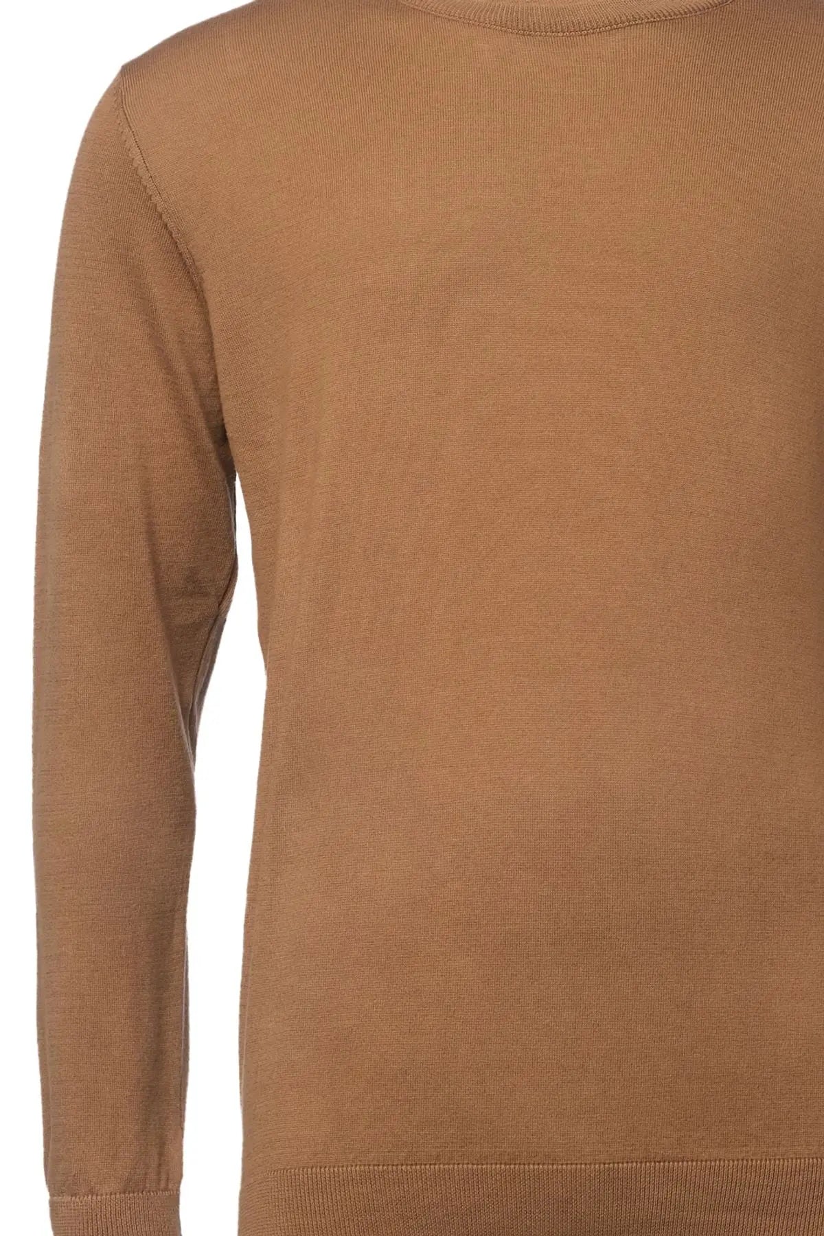 Kahverengi & More Clark Erkek Yuvarlak Yaka Uzun Kollu Erkek Triko Silk and Cashmere