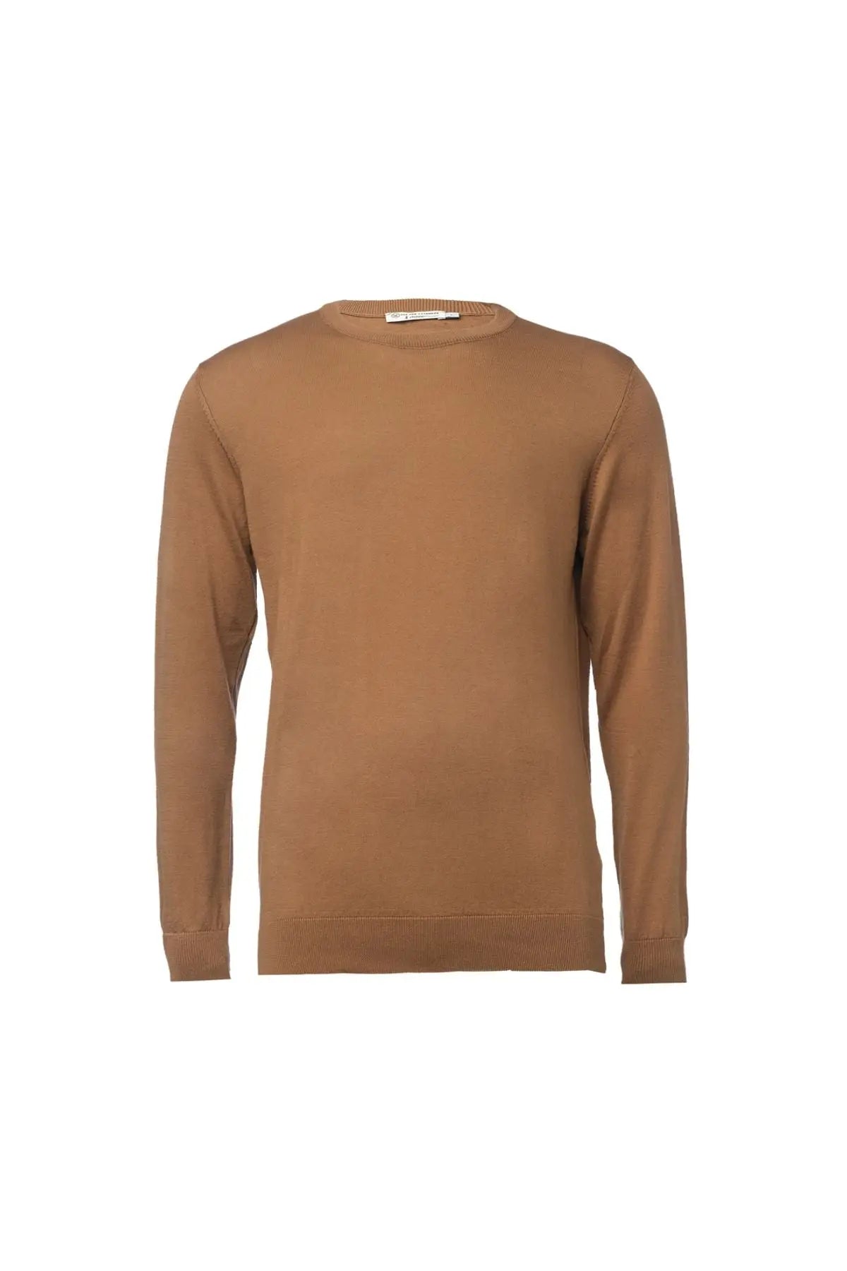 Kahverengi & More Clark Erkek Yuvarlak Yaka Uzun Kollu Erkek Triko Silk and Cashmere