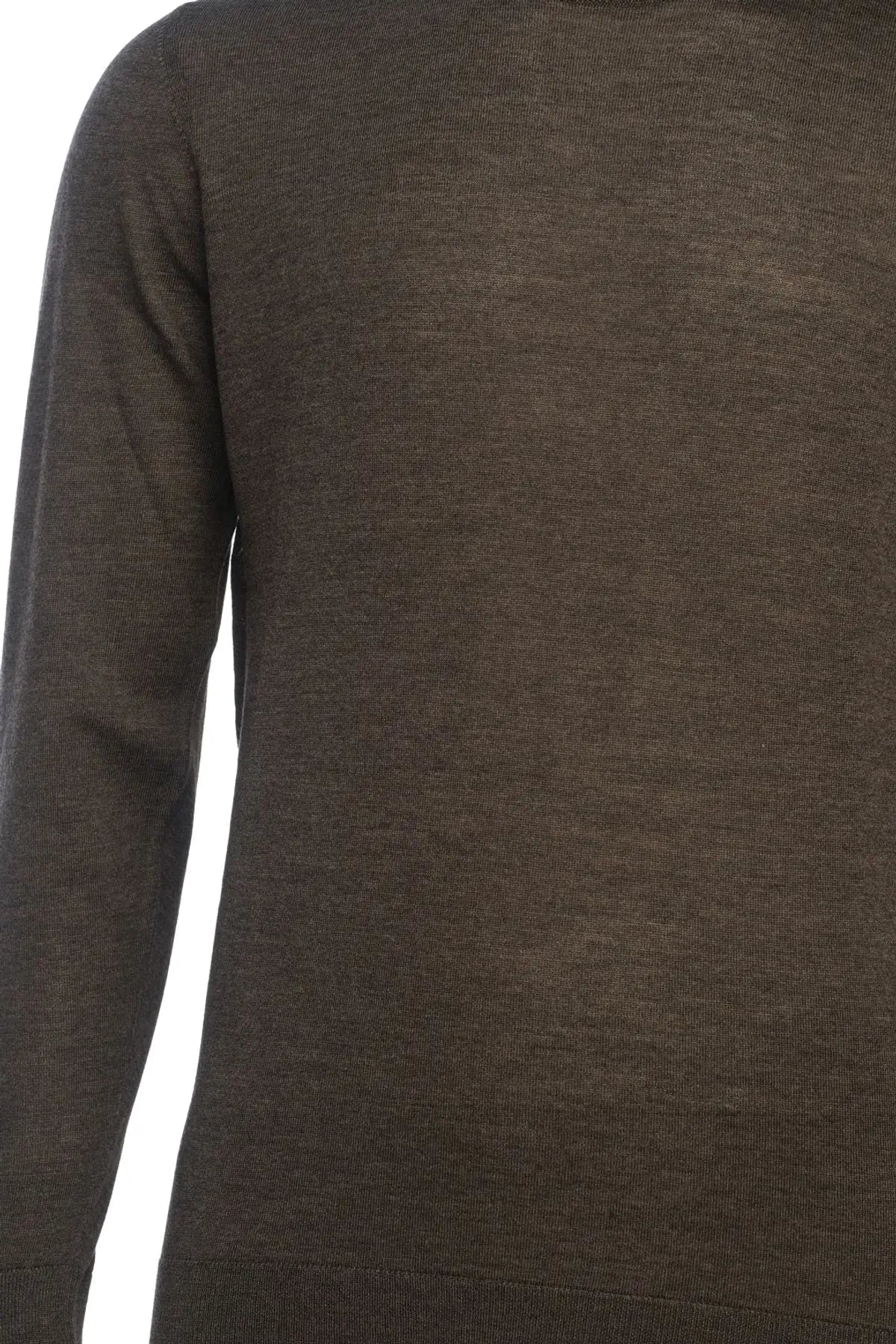 Kahverengi & More Matteo Yuvarlak Yaka Uzun Kollu Erkek Kazak Silk and Cashmere