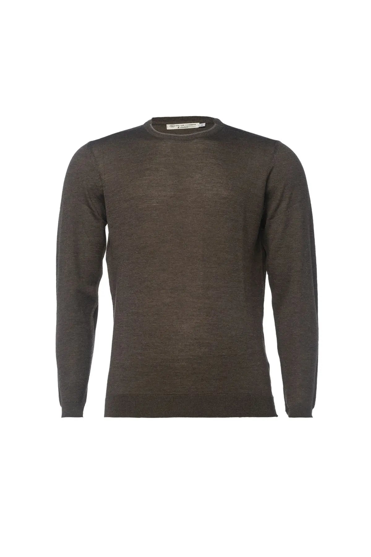 Kahverengi & More Matteo Yuvarlak Yaka Uzun Kollu Erkek Kazak Silk and Cashmere