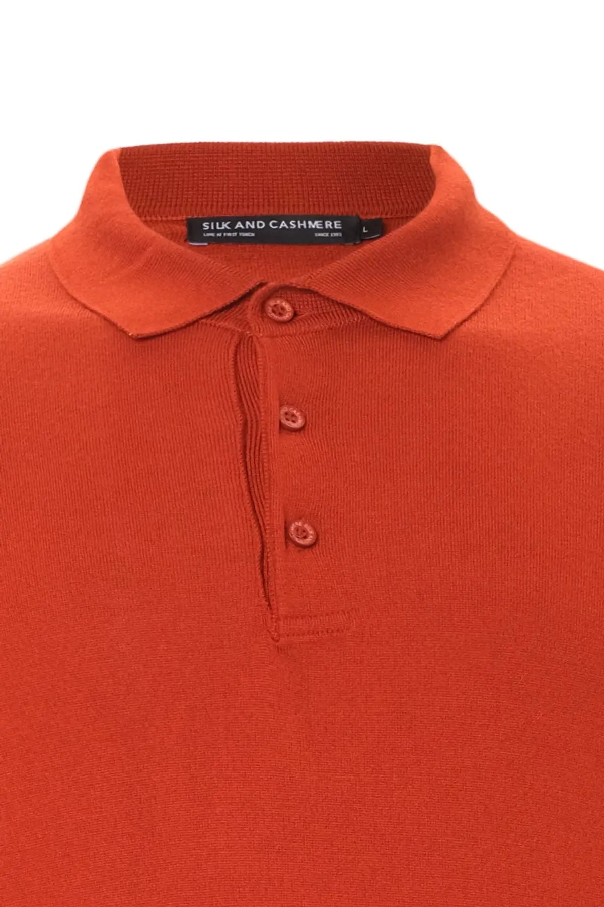 Kiremit İpek ve Kaşmir Polo Yaka Uzun Kollu Utku Erkek Triko Silk and Cashmere