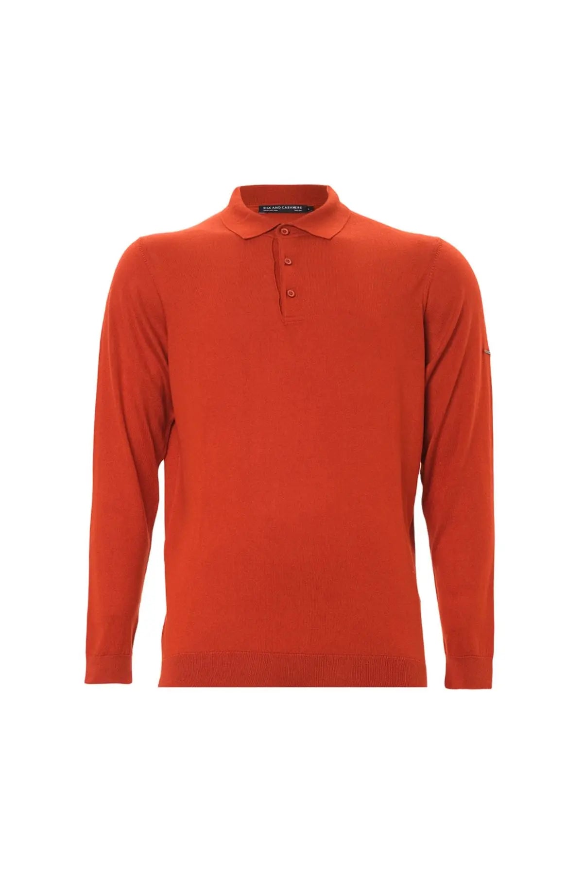 Kiremit İpek ve Kaşmir Polo Yaka Uzun Kollu Utku Erkek Triko Silk and Cashmere