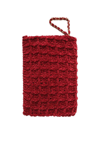 Kırmızı Anais Kadife Clutch 22x33 cm Silk and Cashmere