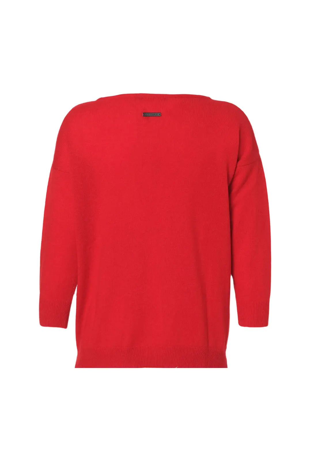 Kırmızı Saf Kaşmir Isabella Kayık Yaka Uzun Kollu Kadın Kazak Silk and Cashmere