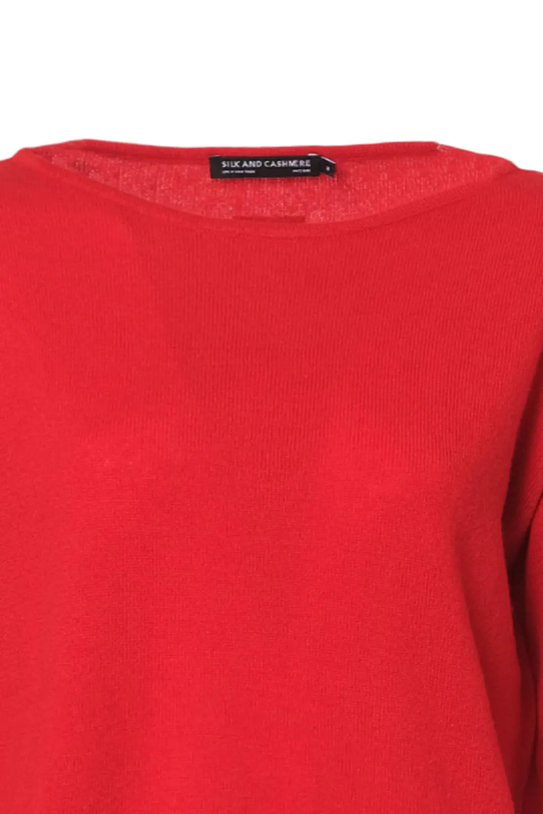 Kırmızı Saf Kaşmir Isabella Kayık Yaka Uzun Kollu Kadın Kazak Silk and Cashmere