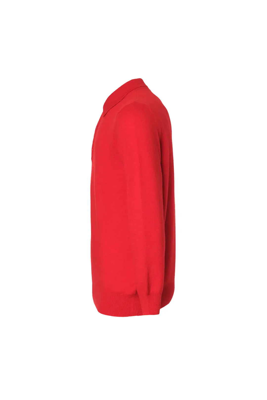 Kırmızı Saf Kaşmir Polo Yaka Uzun Kollu Erkek Kazak Silk and Cashmere