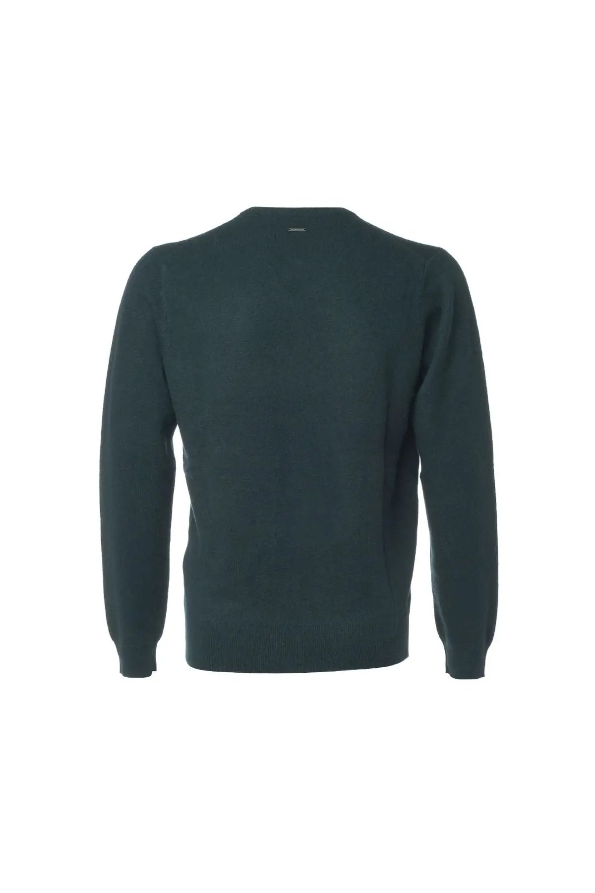 Koyu Yeşil Saf Kaşmir V Yaka Uzun Kollu Vincent Erkek Kazak Silk and Cashmere