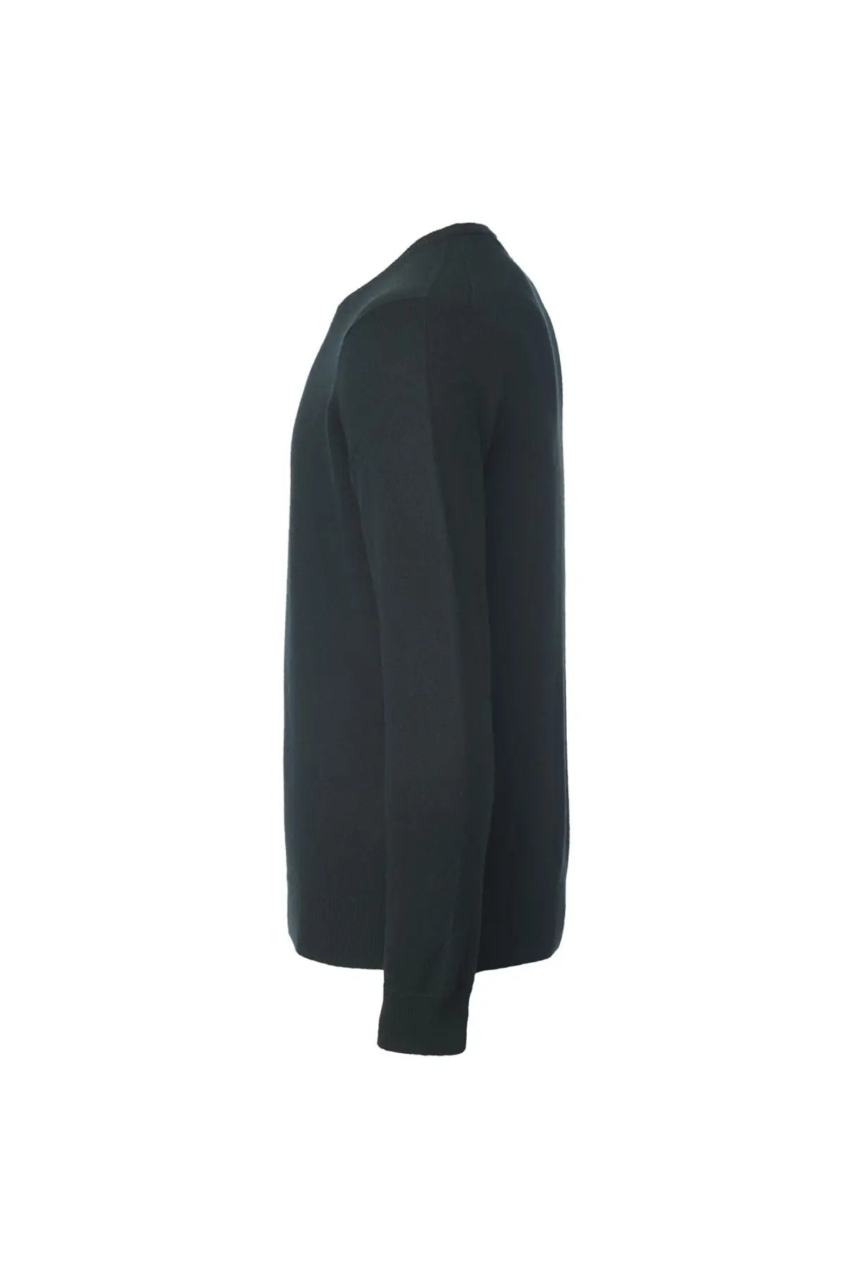 Koyu Yeşil Saf Kaşmir Yuvarlak Yaka Uzun Kollu Vincent Kazak Silk and Cashmere