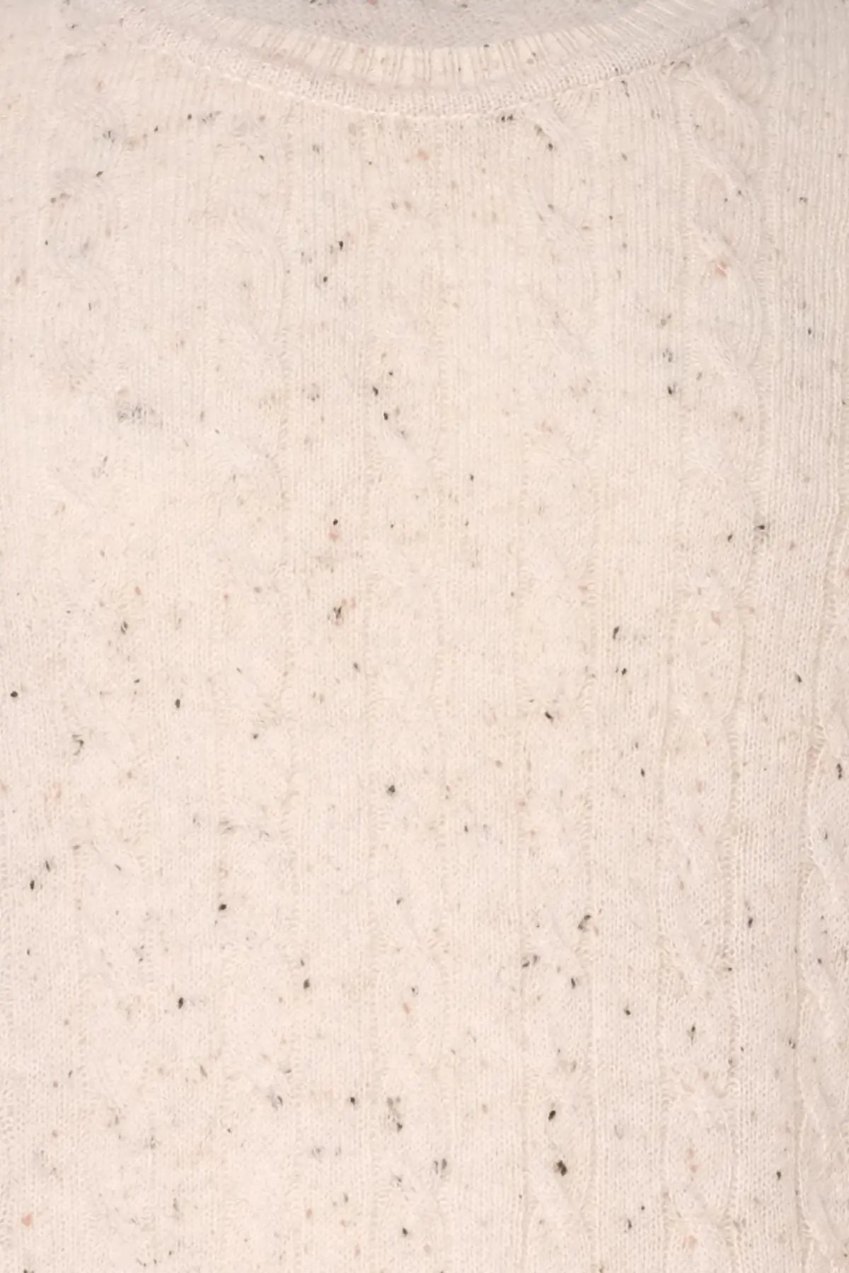 Kum Beji Amerigo Avustralya Yünü Kamir Saç Örgülü Yuvarlak Yaka Uzun Kollu Erkek Kazak Silk and Cashmere