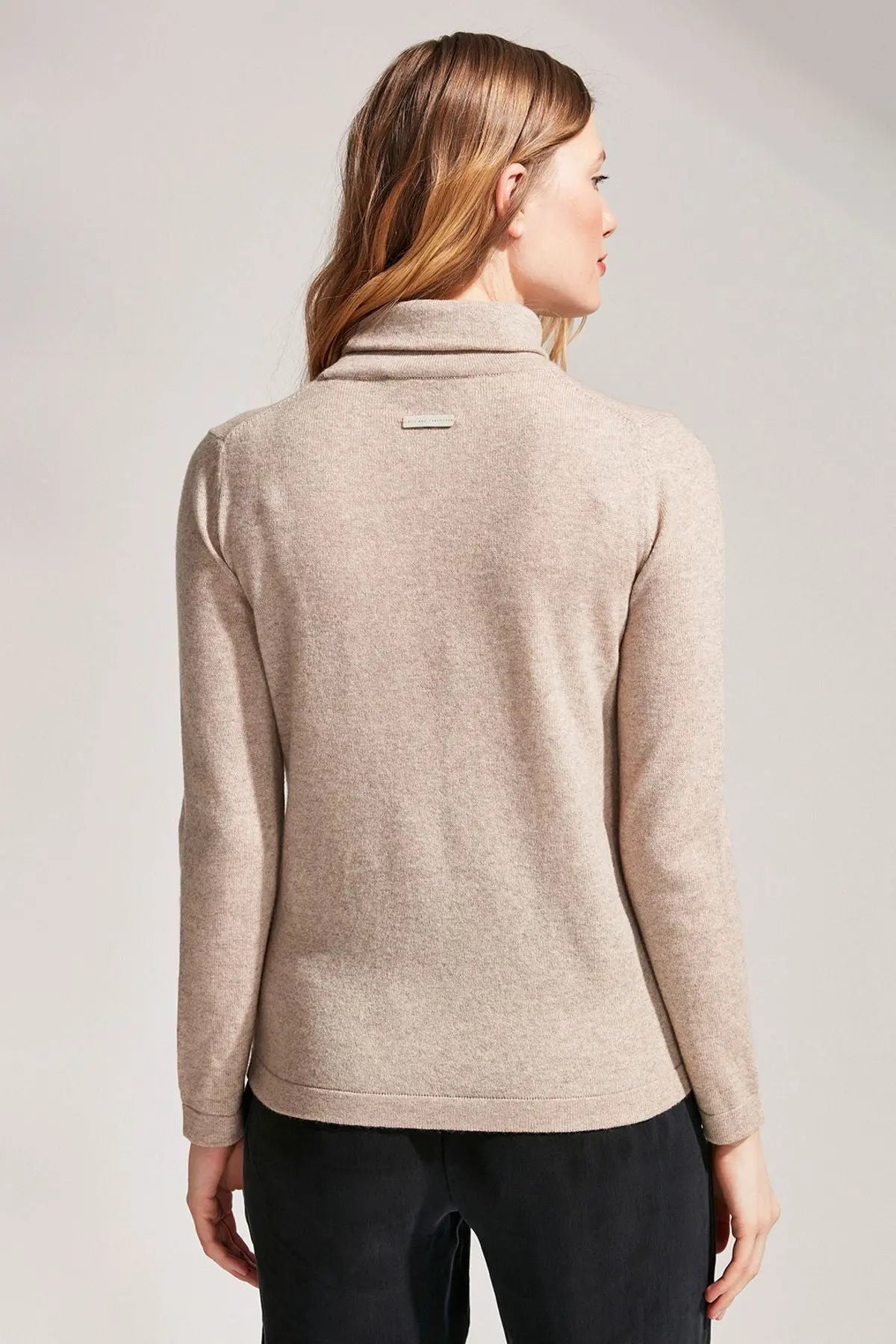 Kum Beji Kaşmir ve Avustralya Yünü Carole  Balıkçı Yaka Uzun Kollu Kazak Silk and Cashmere