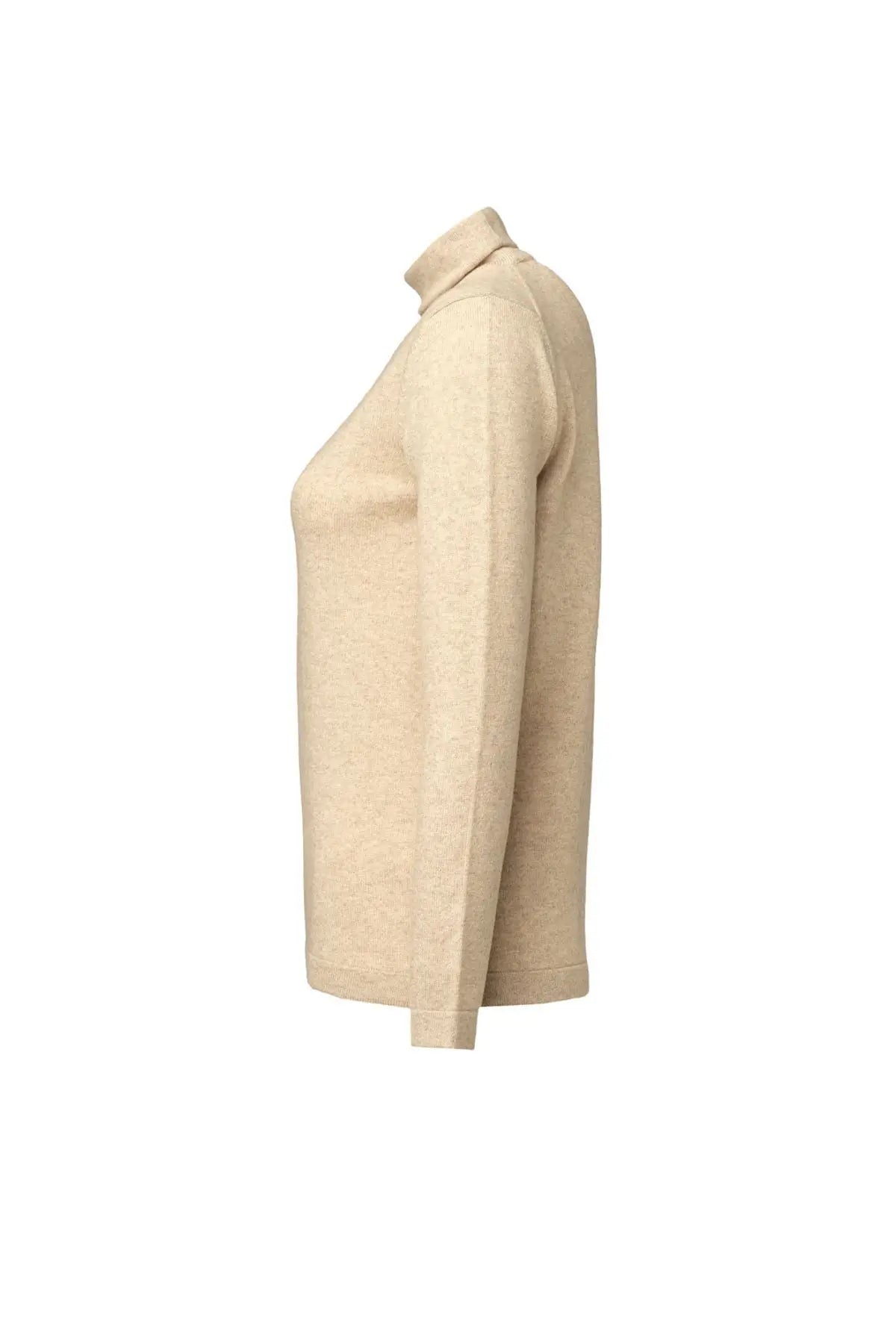 Kum Beji Kaşmir ve Avustralya Yünü Carole  Balıkçı Yaka Uzun Kollu Kazak Silk and Cashmere