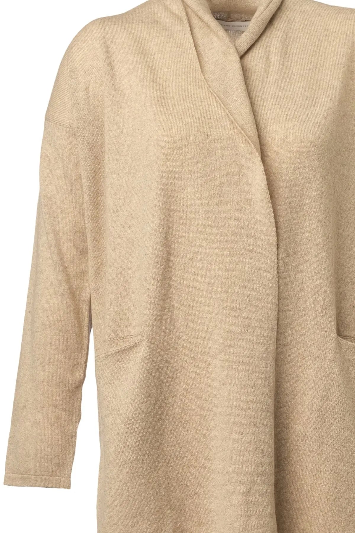 Kum Beji Kaşmir ve Avustralya Yünü Carole Uzun Hırka Silk and Cashmere