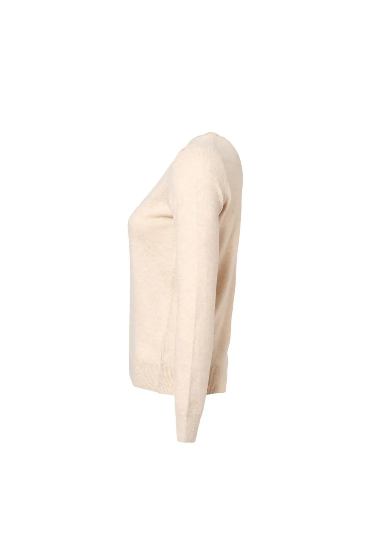 Kum Beji Saf Kamir Giulia Yuvarlak Yaka Uzun Kollu Kazak Silk and Cashmere