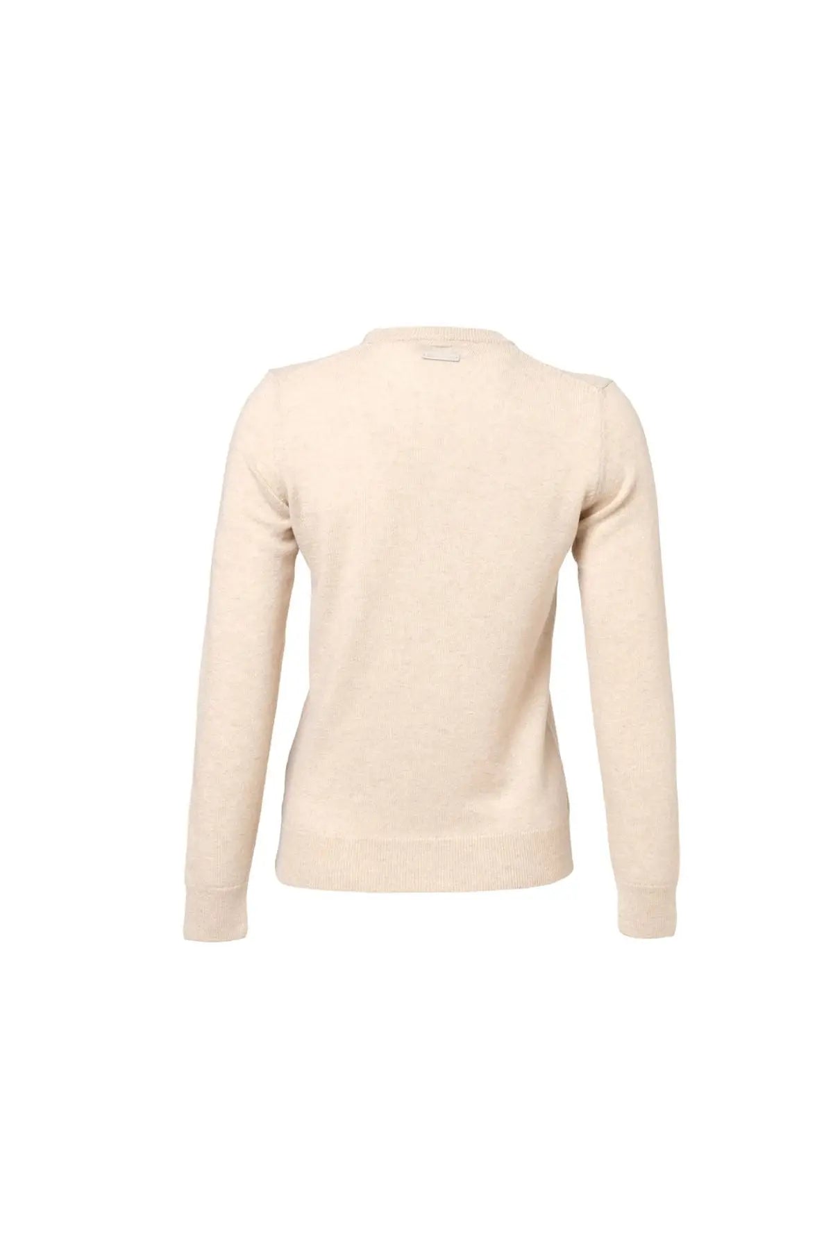 Kum Beji Saf Kamir Giulia Yuvarlak Yaka Uzun Kollu Kazak Silk and Cashmere