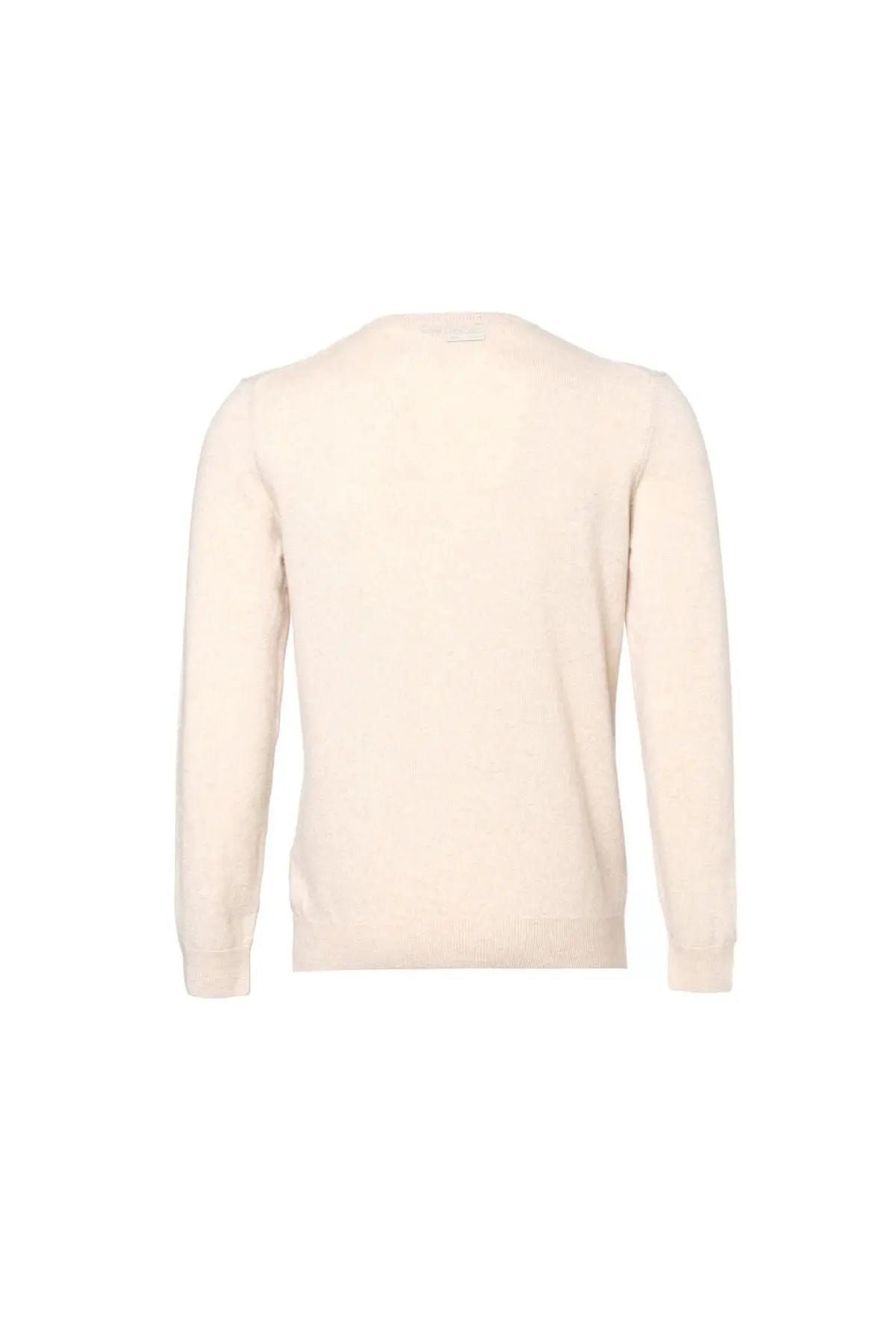 Kum Beji Saf Kamir Gregory V Yaka Uzun Kollu Erkek Kazak Silk and Cashmere