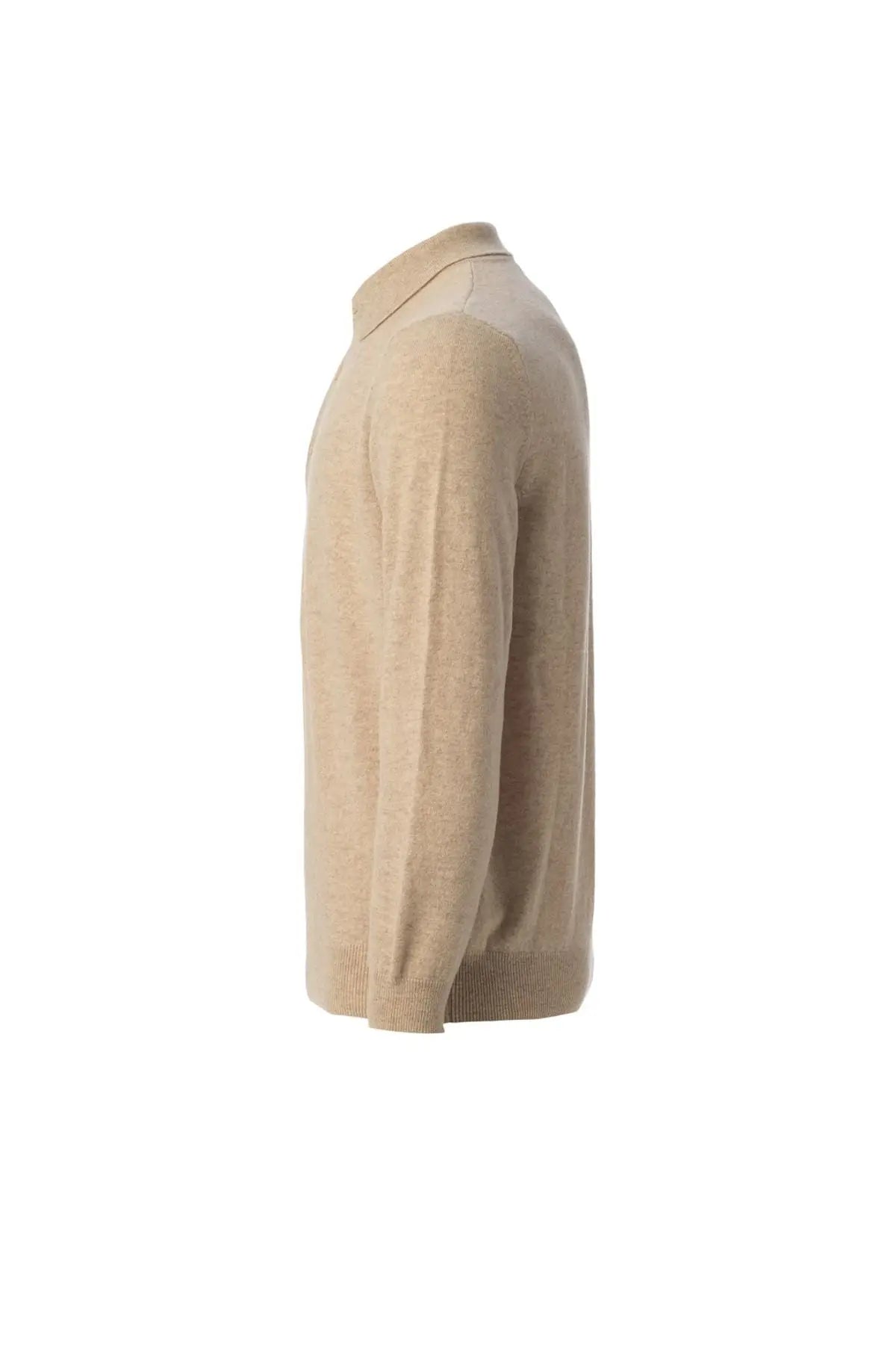 Kum Beji Saf Kamir Polo Yaka Uzun Kollu Erkek Kazak Silk and Cashmere