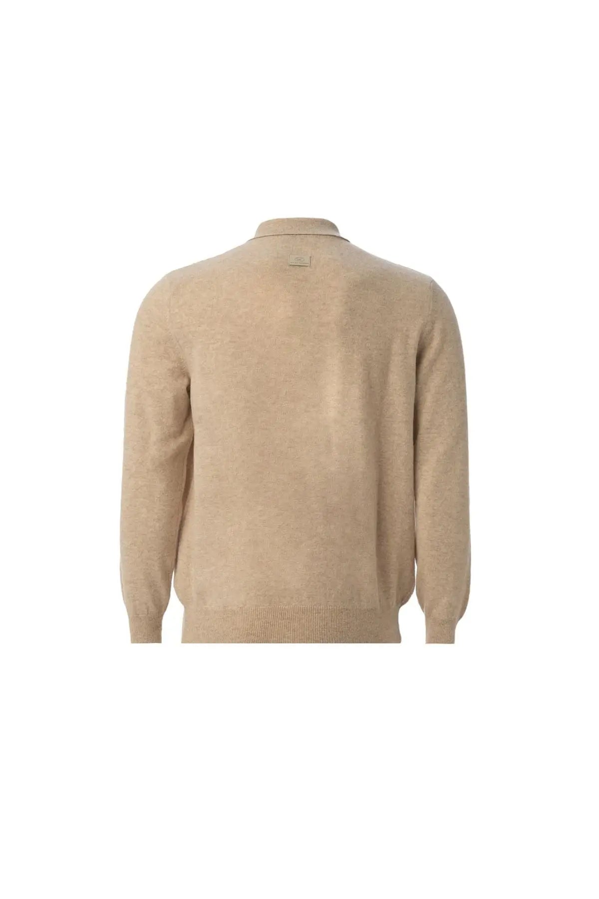 Kum Beji Saf Kamir Polo Yaka Uzun Kollu Erkek Kazak Silk and Cashmere