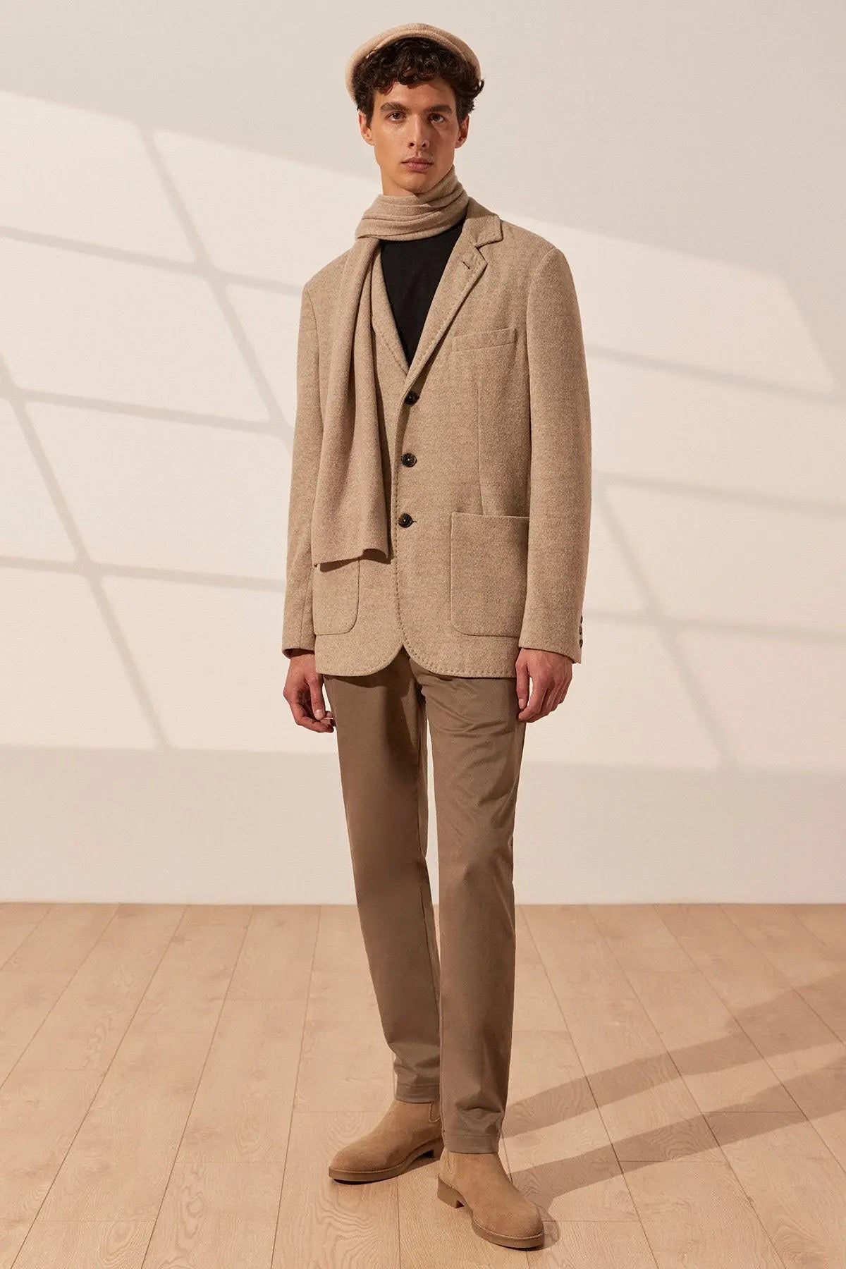 Kum Beji Tricennial Merino Yünü Kaşmir İtalyan Kesim Astarsız Dokuma Erkek Ceket Silk and Cashmere