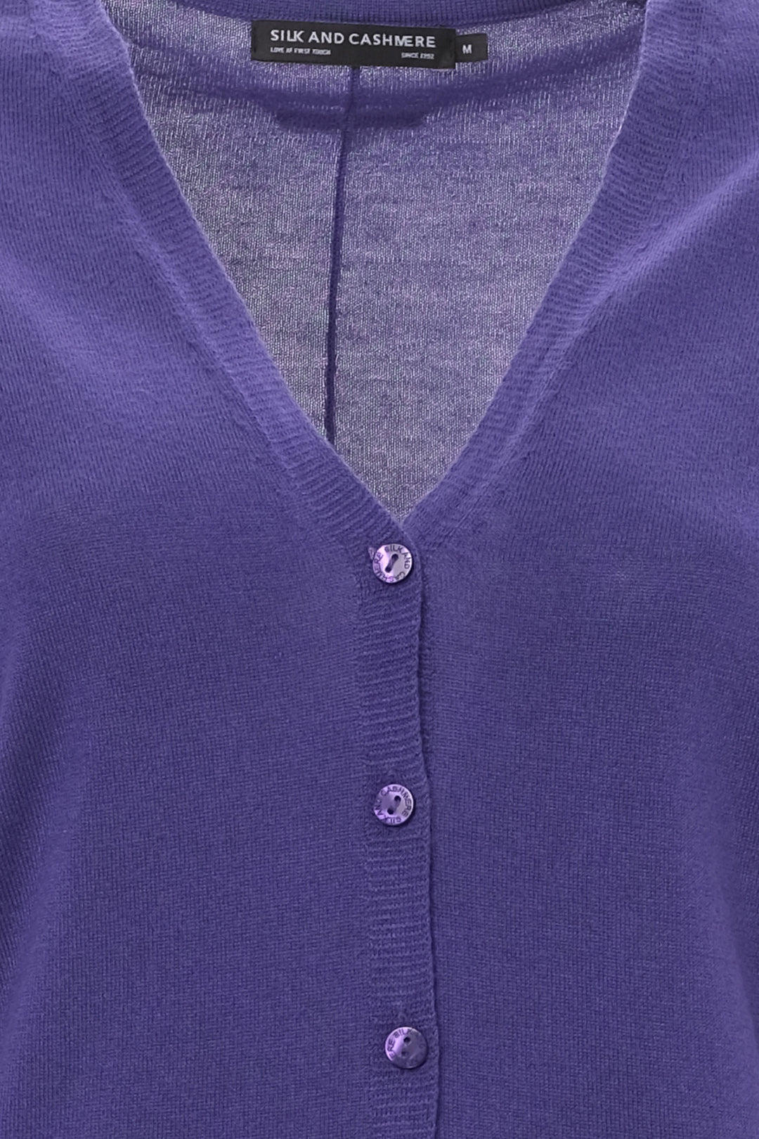 Lacivert Aleyna İpek ve Kaşmir V Yaka Uzun Kollu Kadın Hırka Silk and Cashmere