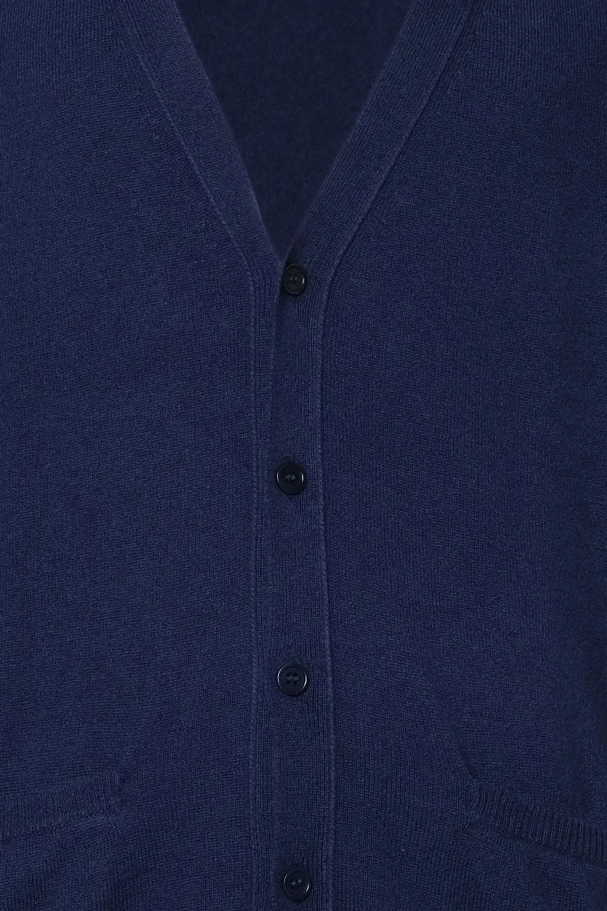 Lacivert Arma Saf Kaşmir V Yaka Uzun Kollu Erkek Hırka Silk and Cashmere