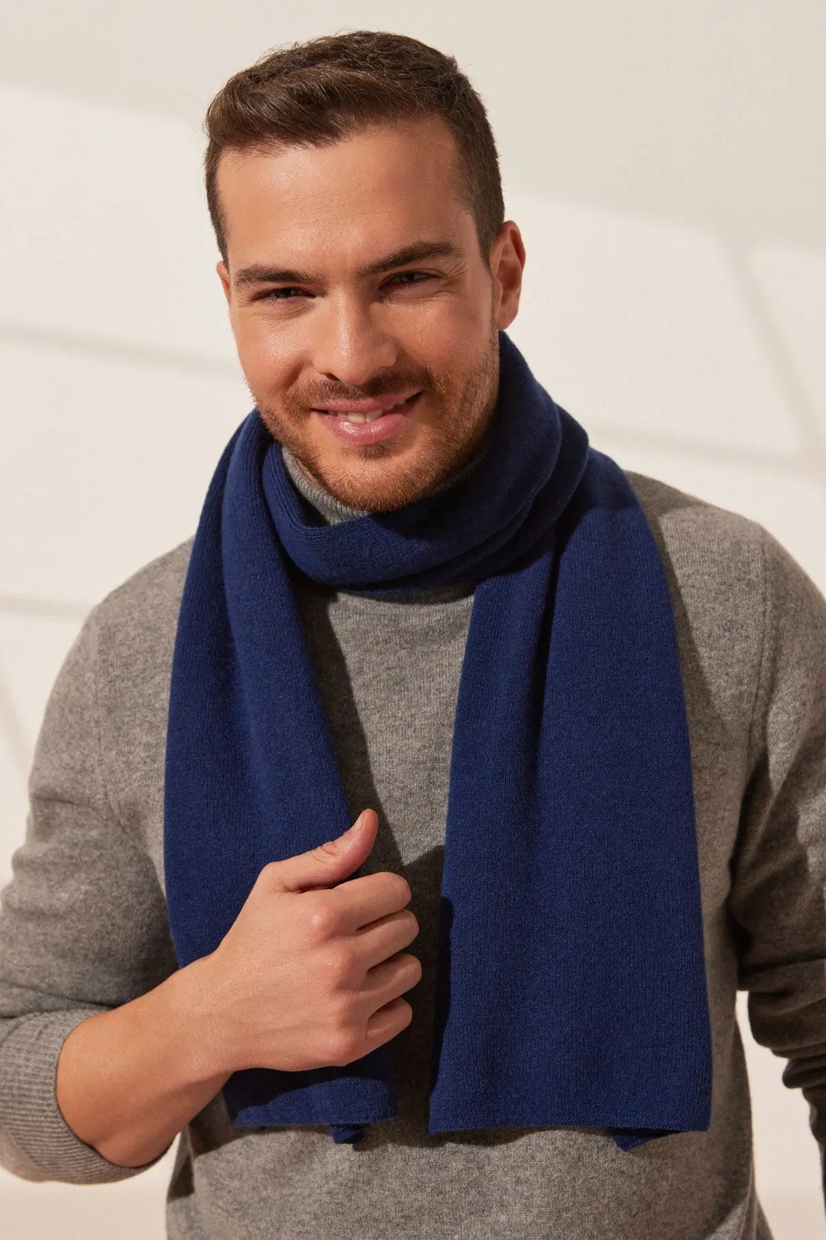 Lacivert Hannover Saf Kaşmir Atkı 25 x 170 cm Silk and Cashmere