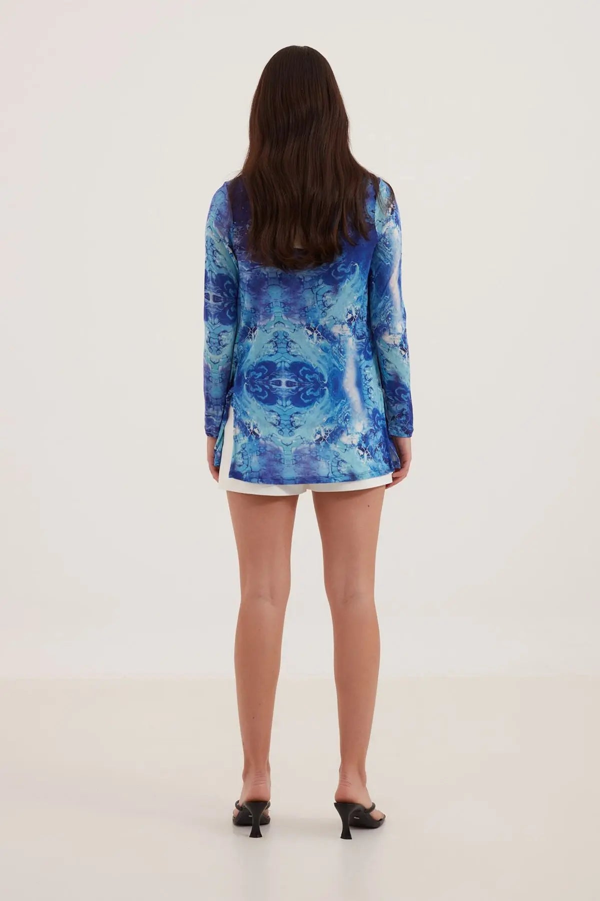 Lacivert İpek Karışımlı Desenli Sirena Penye Hırka Silk and Cashmere