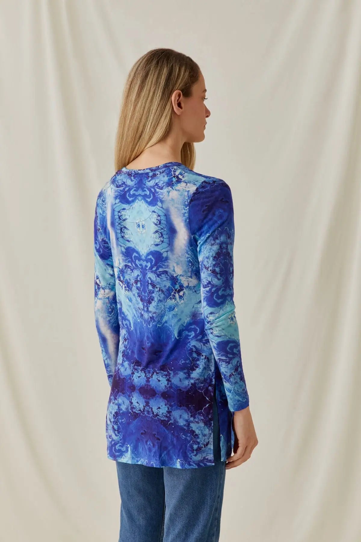 Lacivert İpek Karışımlı Desenli Sirena Penye Hırka Silk and Cashmere