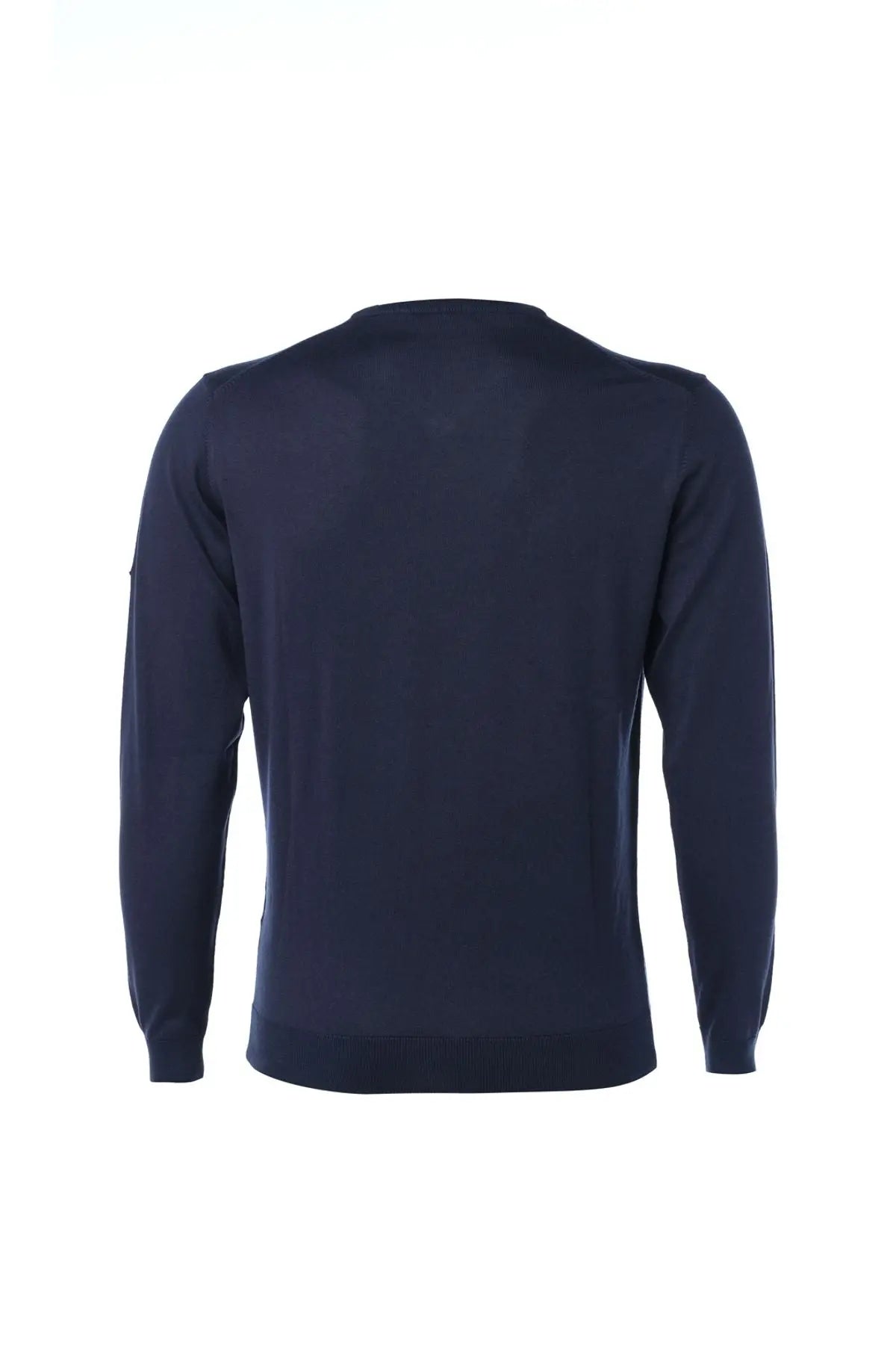 Lacivert İpek ve Kaşmir V Yaka Uzun Kollu Utku Erkek Triko Silk and Cashmere