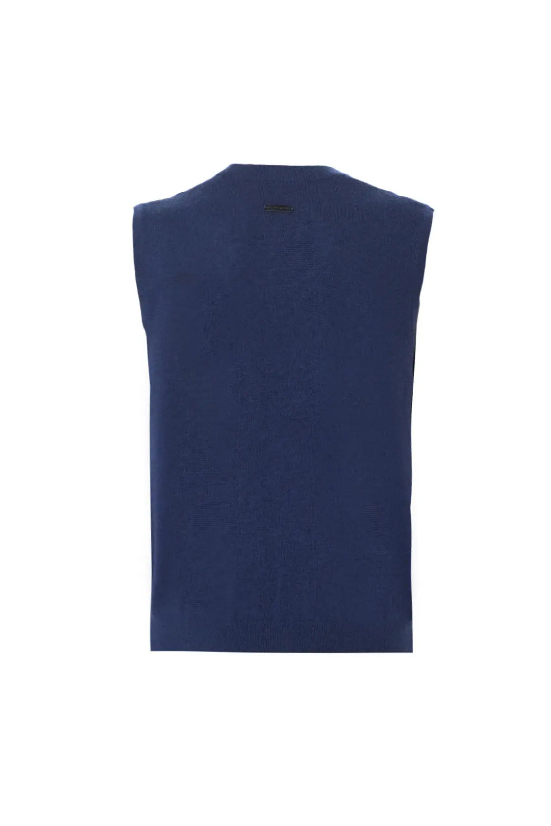 Lacivert Jan Saf Kamir V Yaka Erkek Yelek Silk and Cashmere